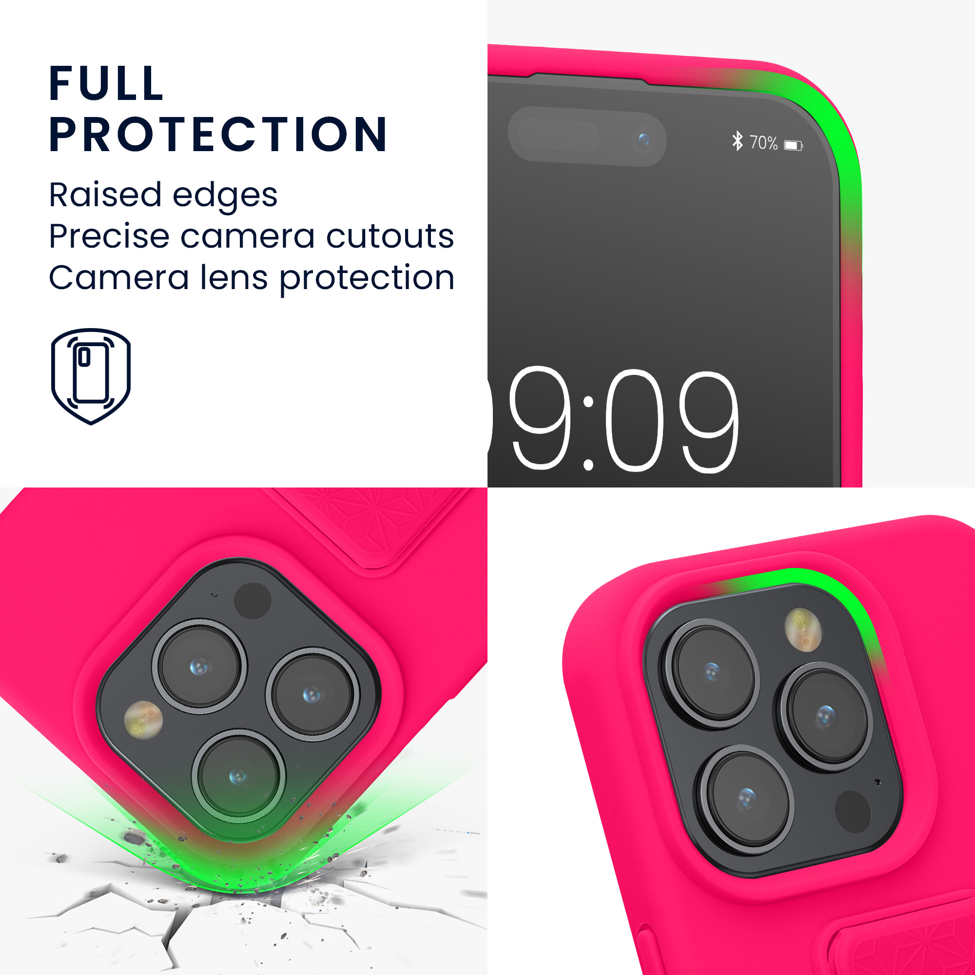 Kryt kwmobile s poutkem se stojánkem iPhone 15 Pro neonově růžová