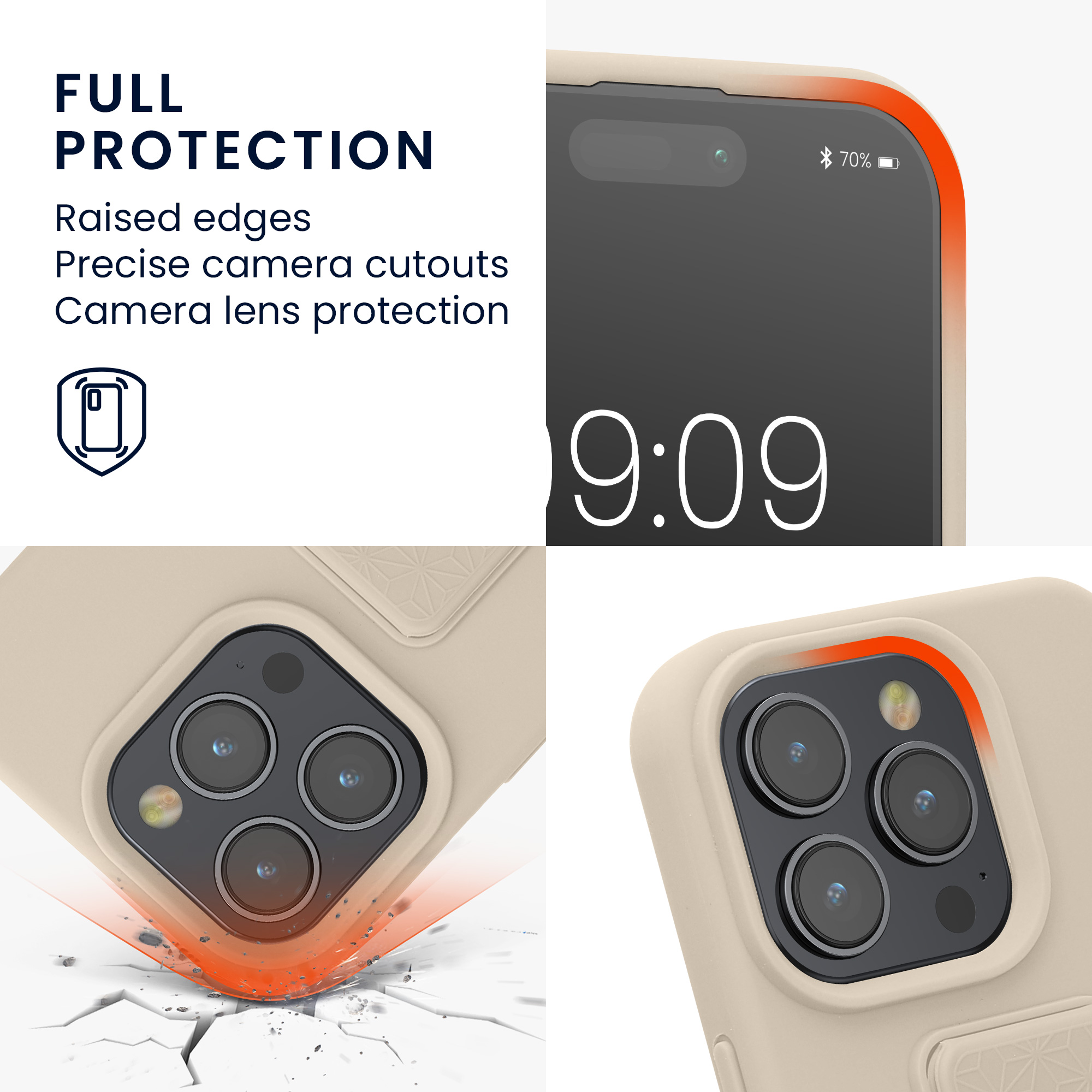 Pouzdro pro Apple iPhone 15 Pro kwmobile se stojánkem s poutkem silikonové - krémová