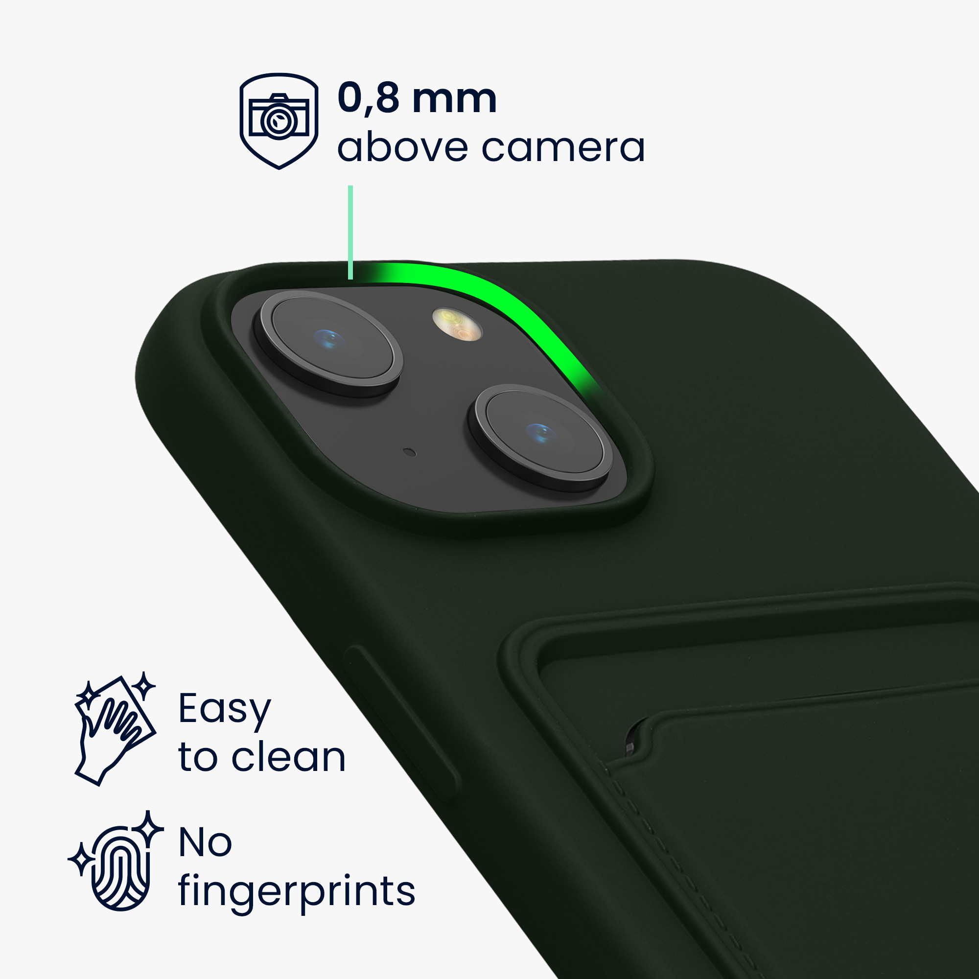 Kryt kwmobile s přihrádkou na kartu iPhone 15 zelená