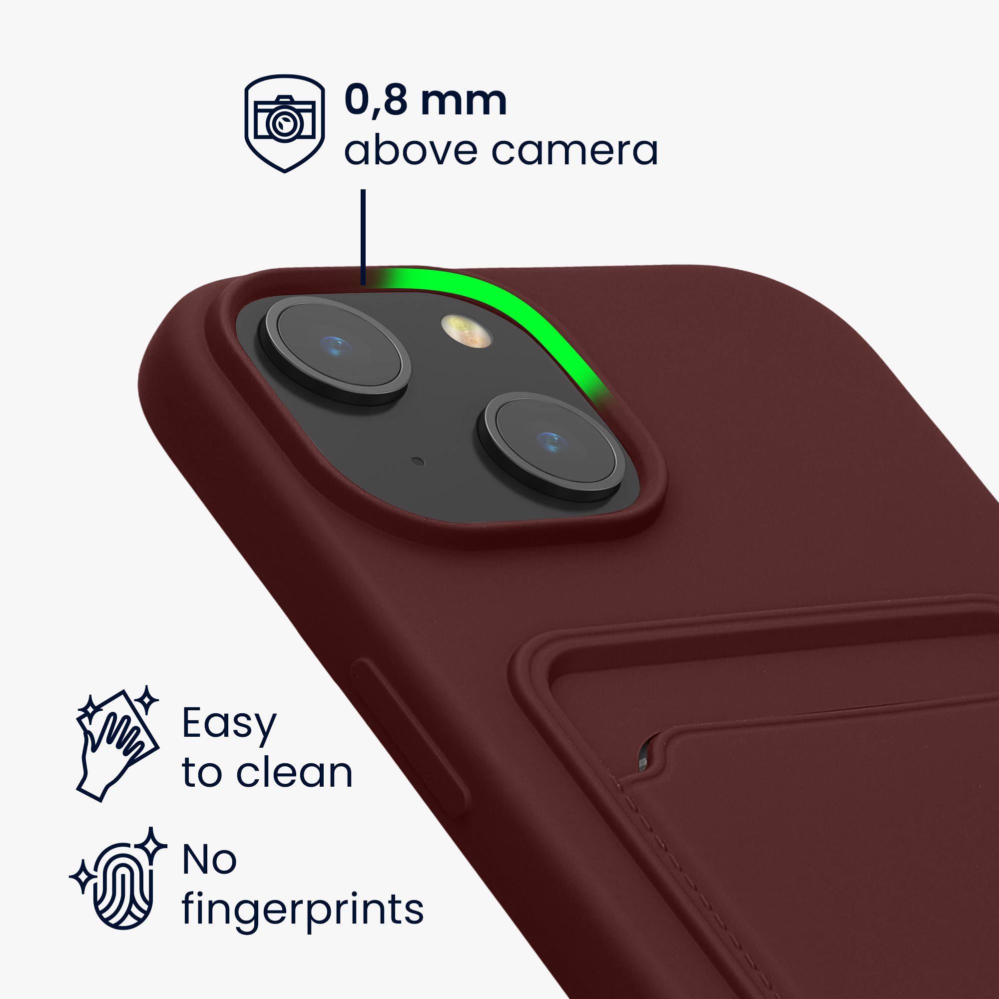 Kryt kwmobile s přihrádkou na kartu iPhone 15 červenohnědá