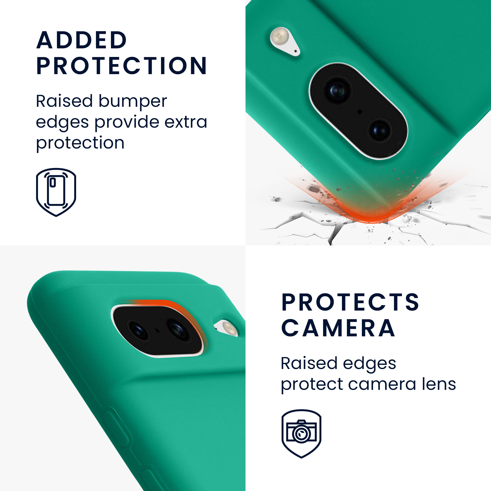 TPU silikonový kryt pro Google Pixel 8, měkký povrch kwmobile ‑ smaragdově zelená