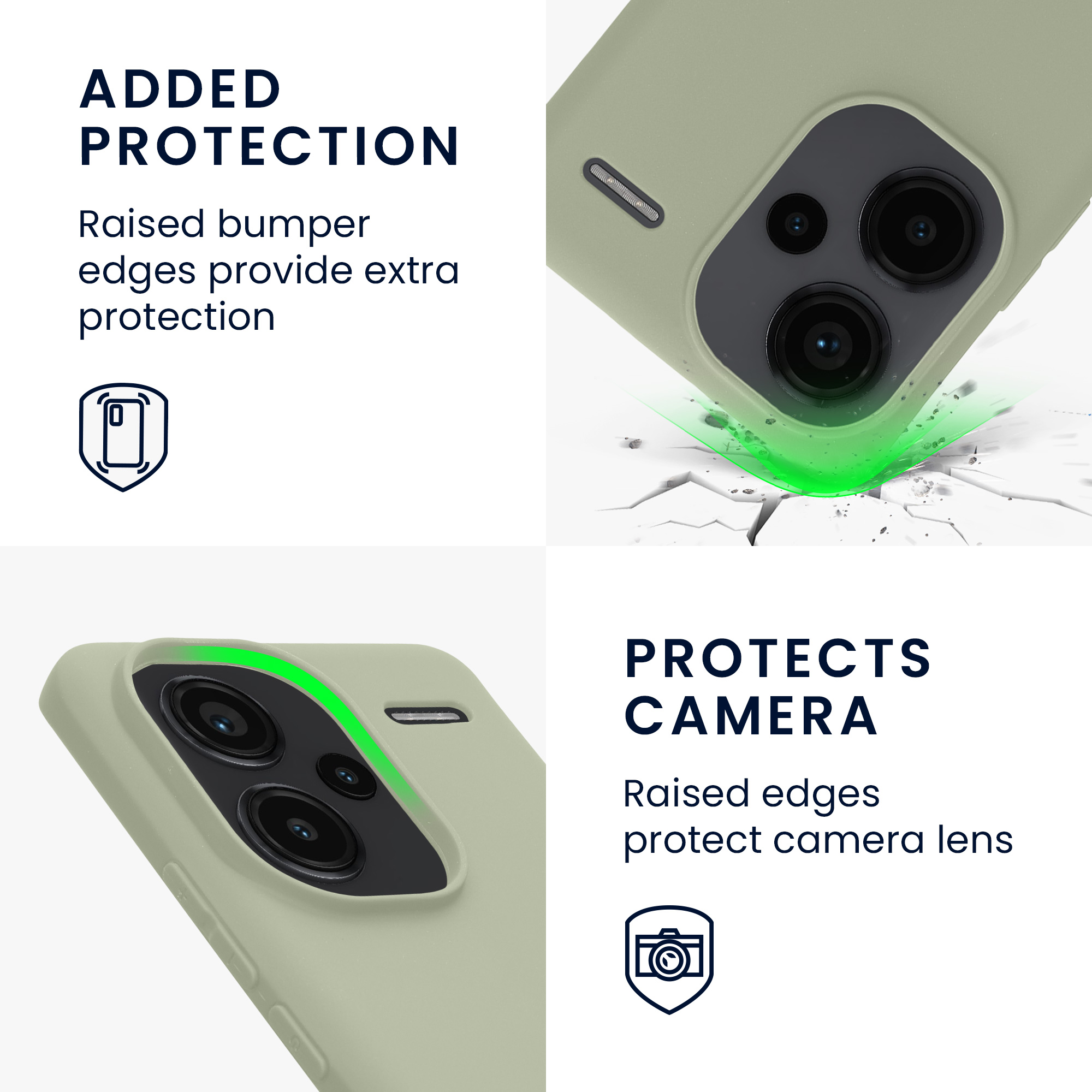 Kryt Xiaomi Redmi Note 13 Pro+ 5G silikonový TPU šedozelená kwmobile