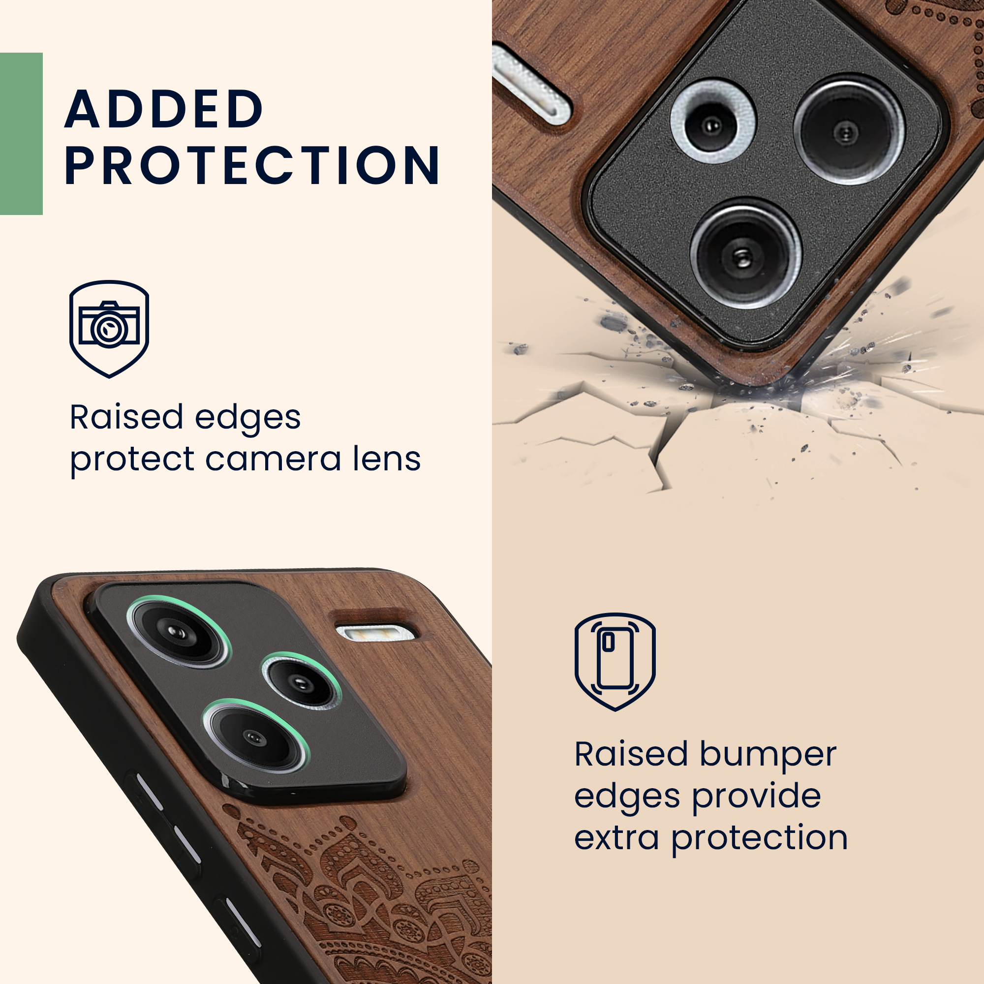 Dřevěný kryt Xiaomi Redmi Note 13 Pro+ 5G TPU nárazník tmavě hnědá kwmobile