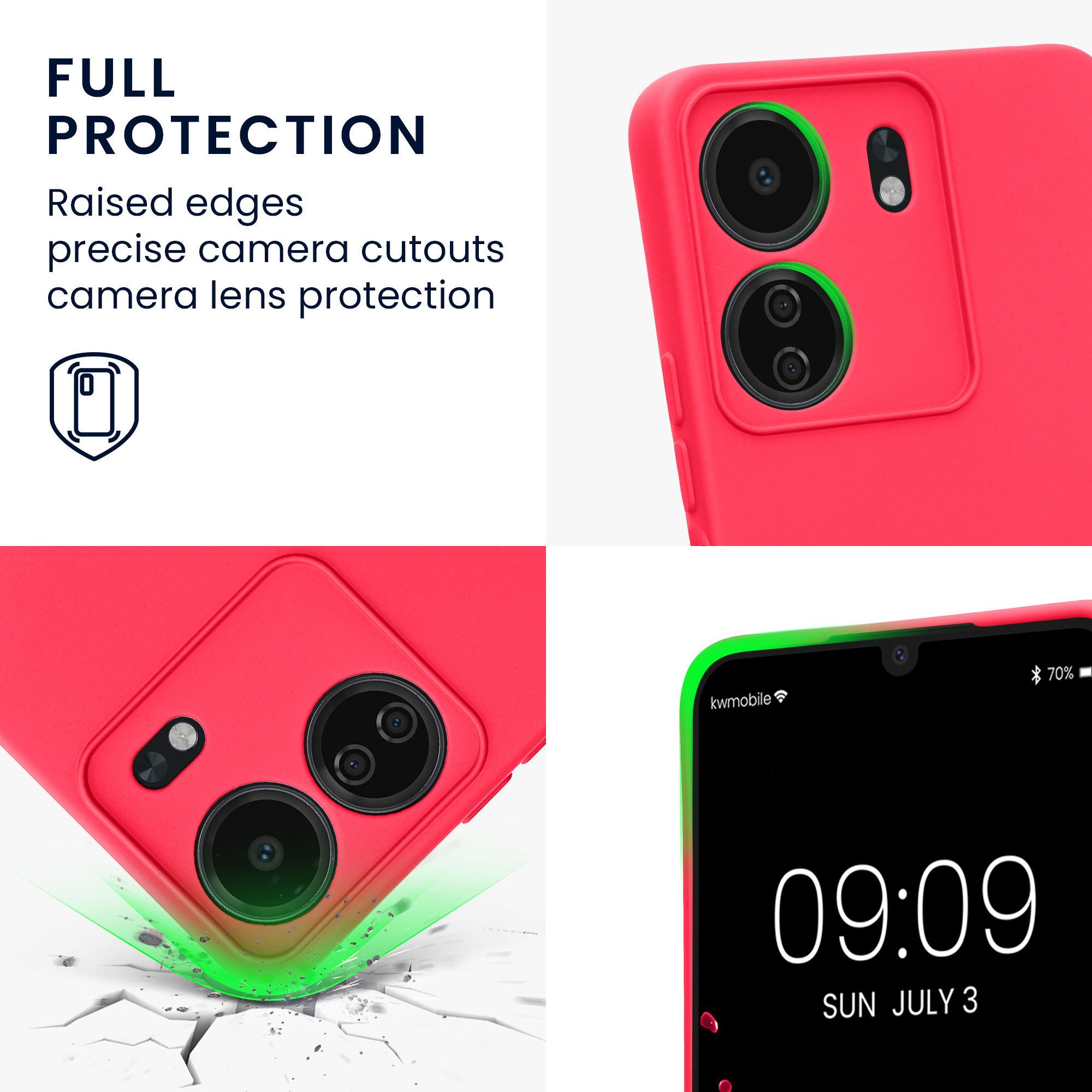 Pouzdro pro Xiaomi Poco C65 / Redmi 13C kwmobile tenké TPU - neonově růžová