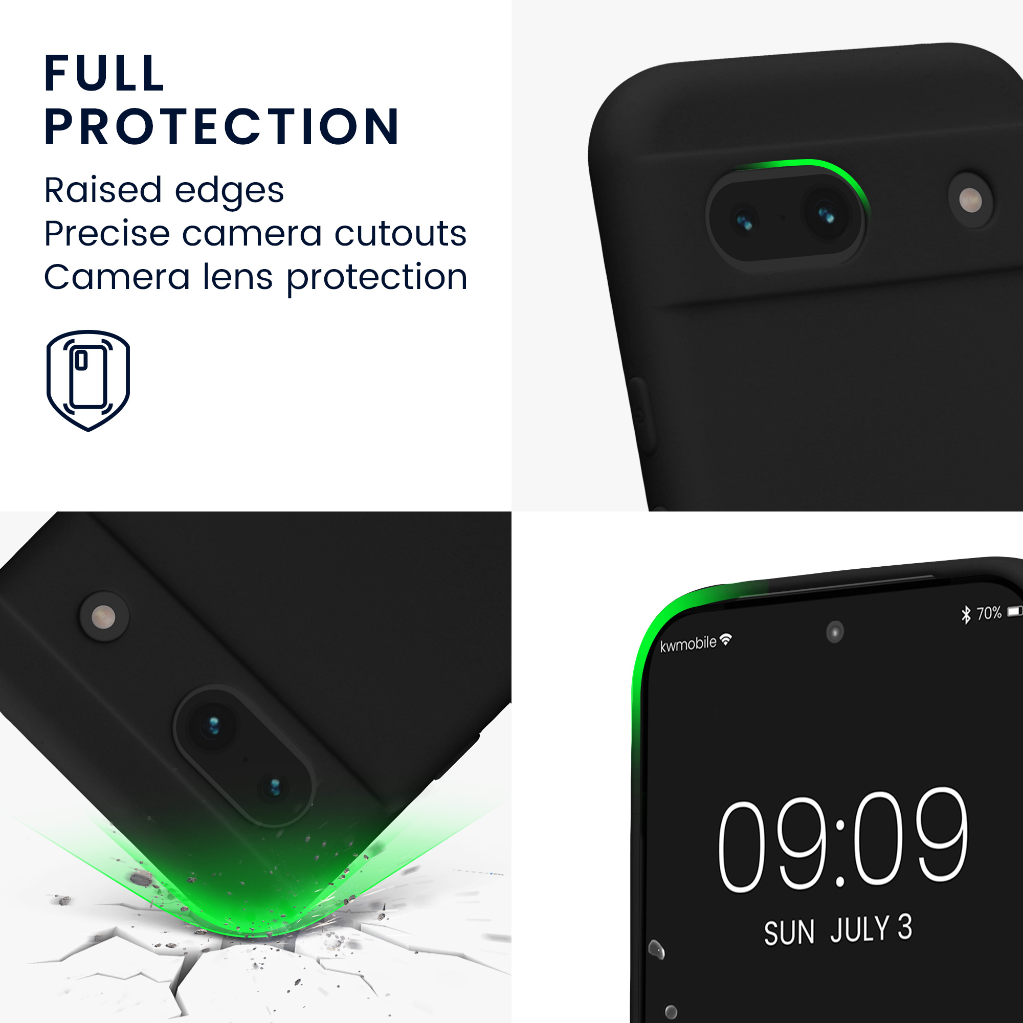 Silikonový kryt kwmobile pro Google Pixel 8a - černé matné