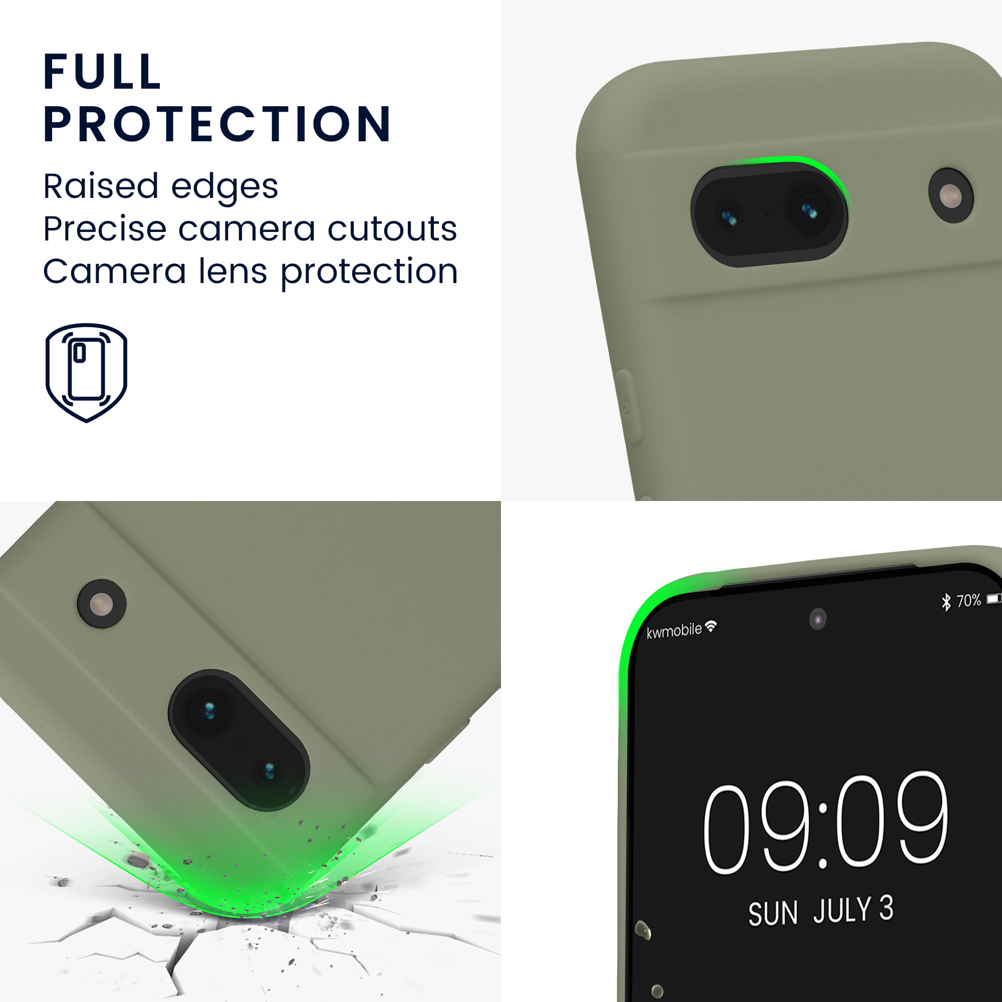 Silikonový kryt kwmobile pro Google Pixel 8a - Gray Green