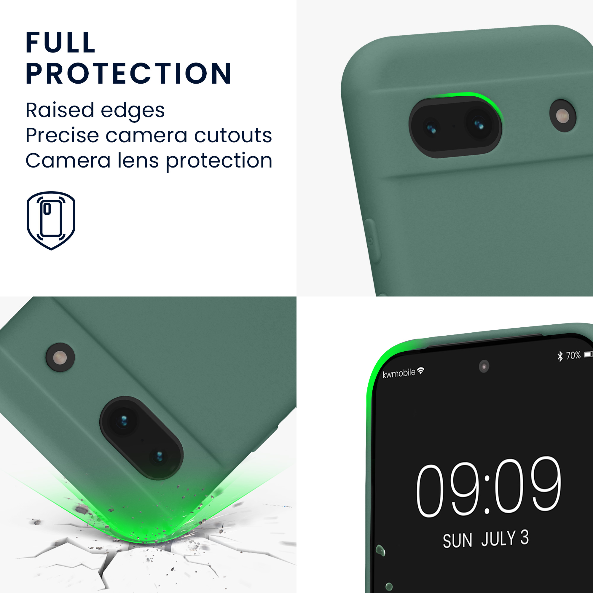 Silikonový kryt kwmobile pro Google Pixel 8a - lesně zelené