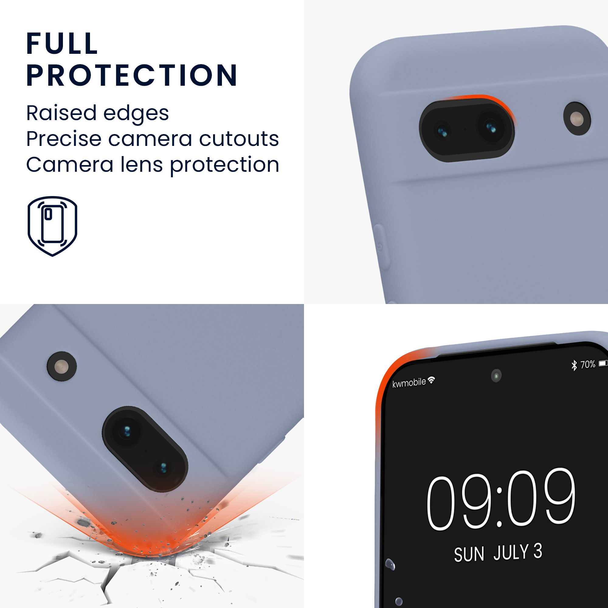 Silikonový kryt kwmobile pro Google Pixel 8a - matně levandulově šedé