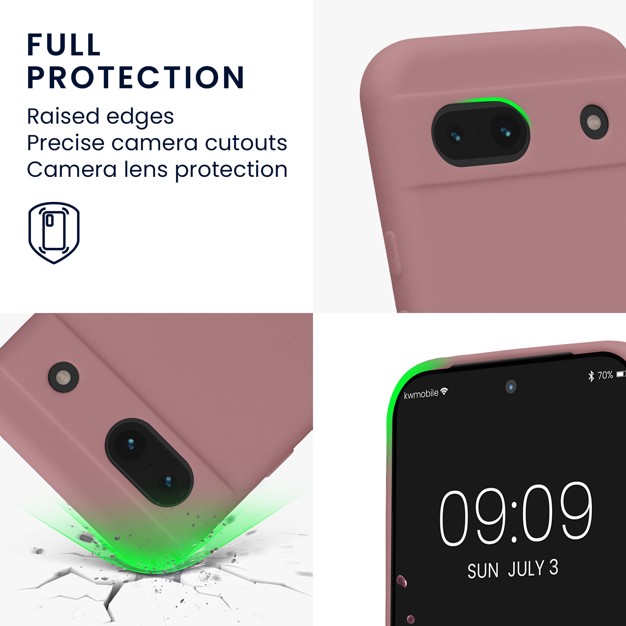 Pouzdro pro Google Pixel 8a kwmobile tenké TPU - matná starorůžová