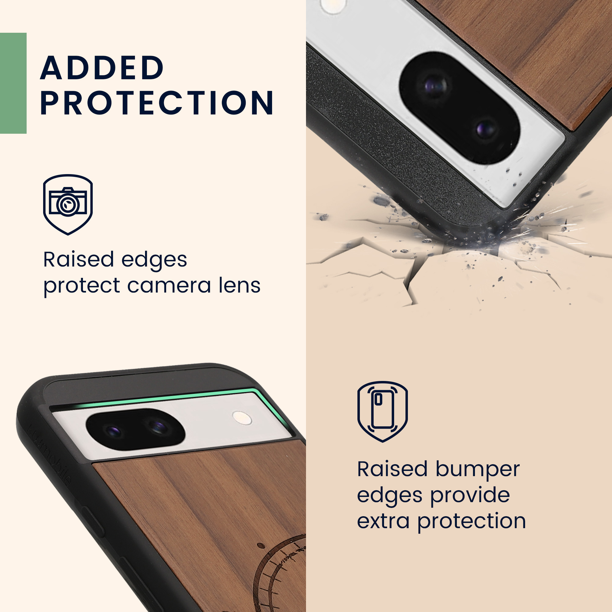 Dřevěný kryt kwmobile pro Google Pixel 8a - Hard Cover in Dark Brown