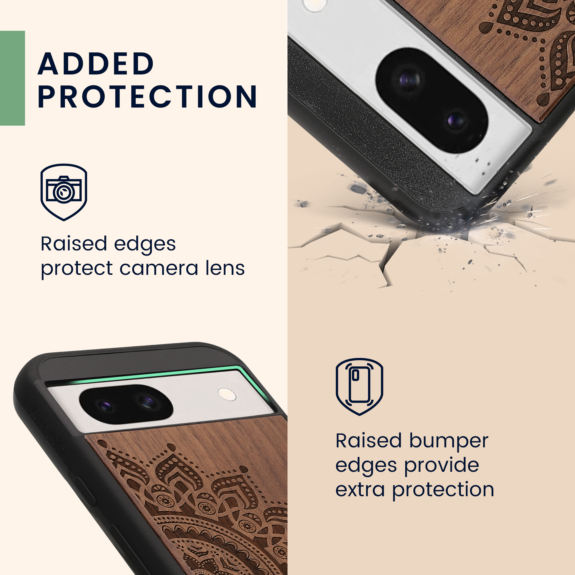 Dřevěný kryt kwmobile pro Google Pixel 8a - Hard Cover in Dark Brown