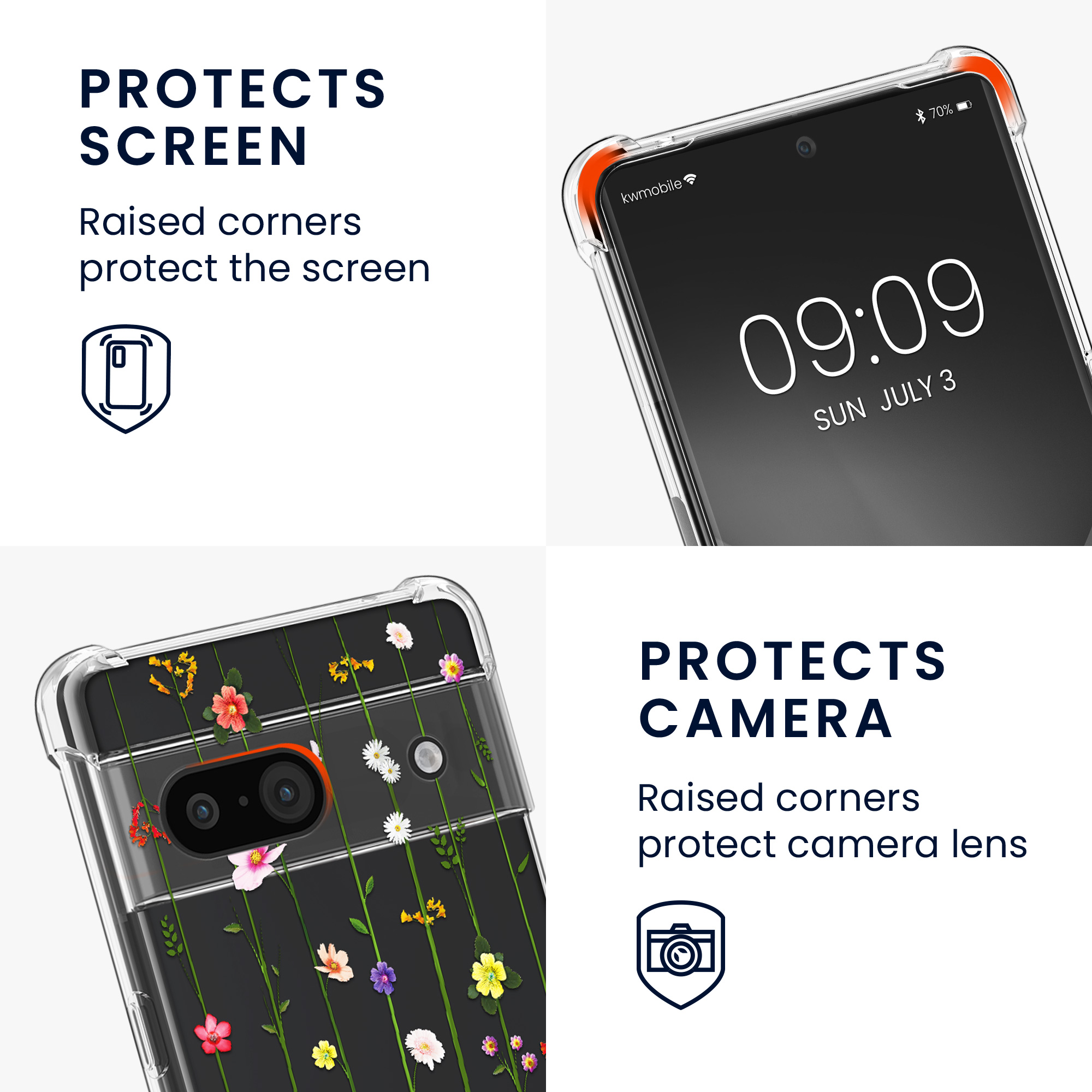 Crossbody kryt kwmobile pro Google Pixel 8a - motivy lučních květů - vícebarevné / transparentní