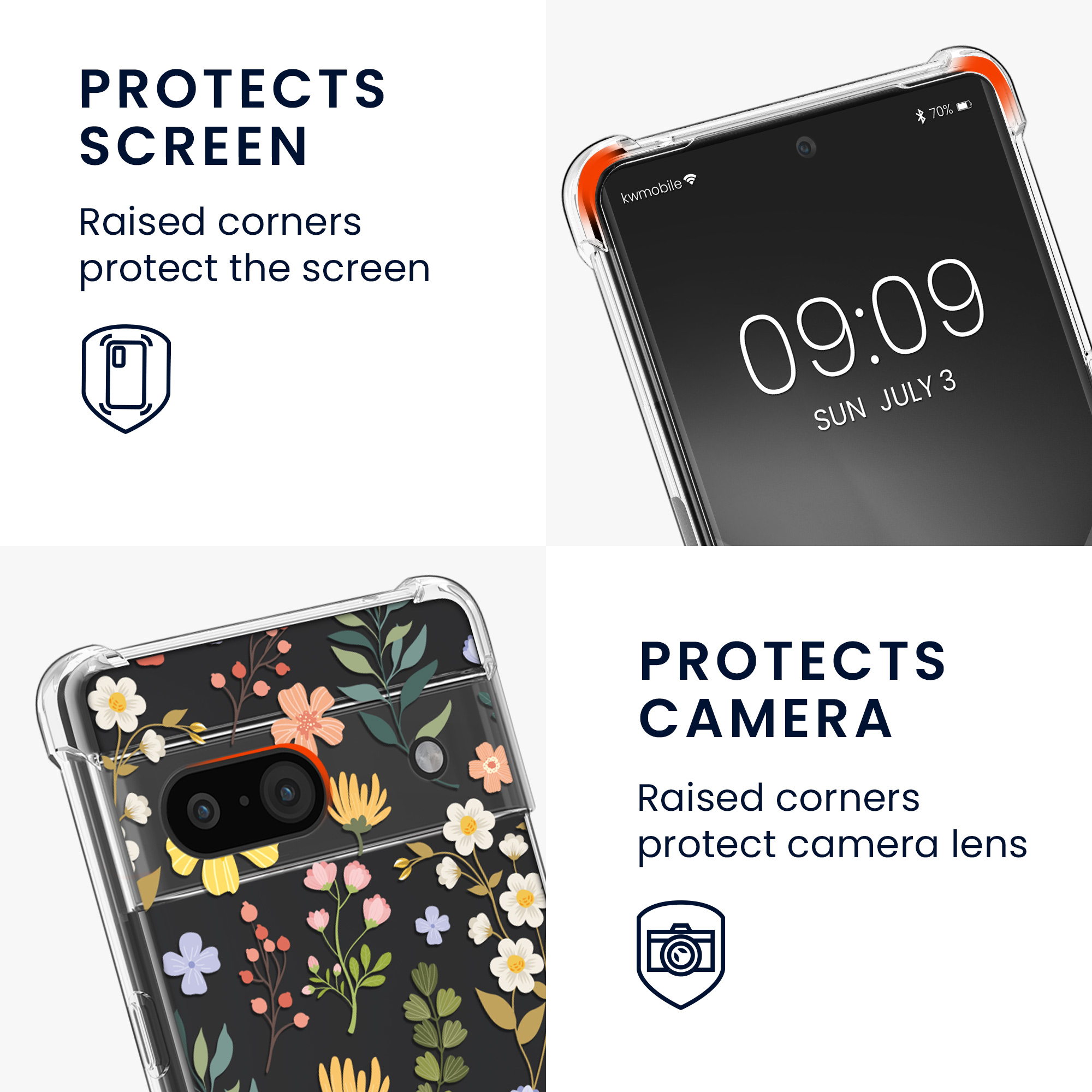 Crossbody kryt kwmobile pro Google Pixel 8a - Charming Flowers Yellow / Green / Transparent