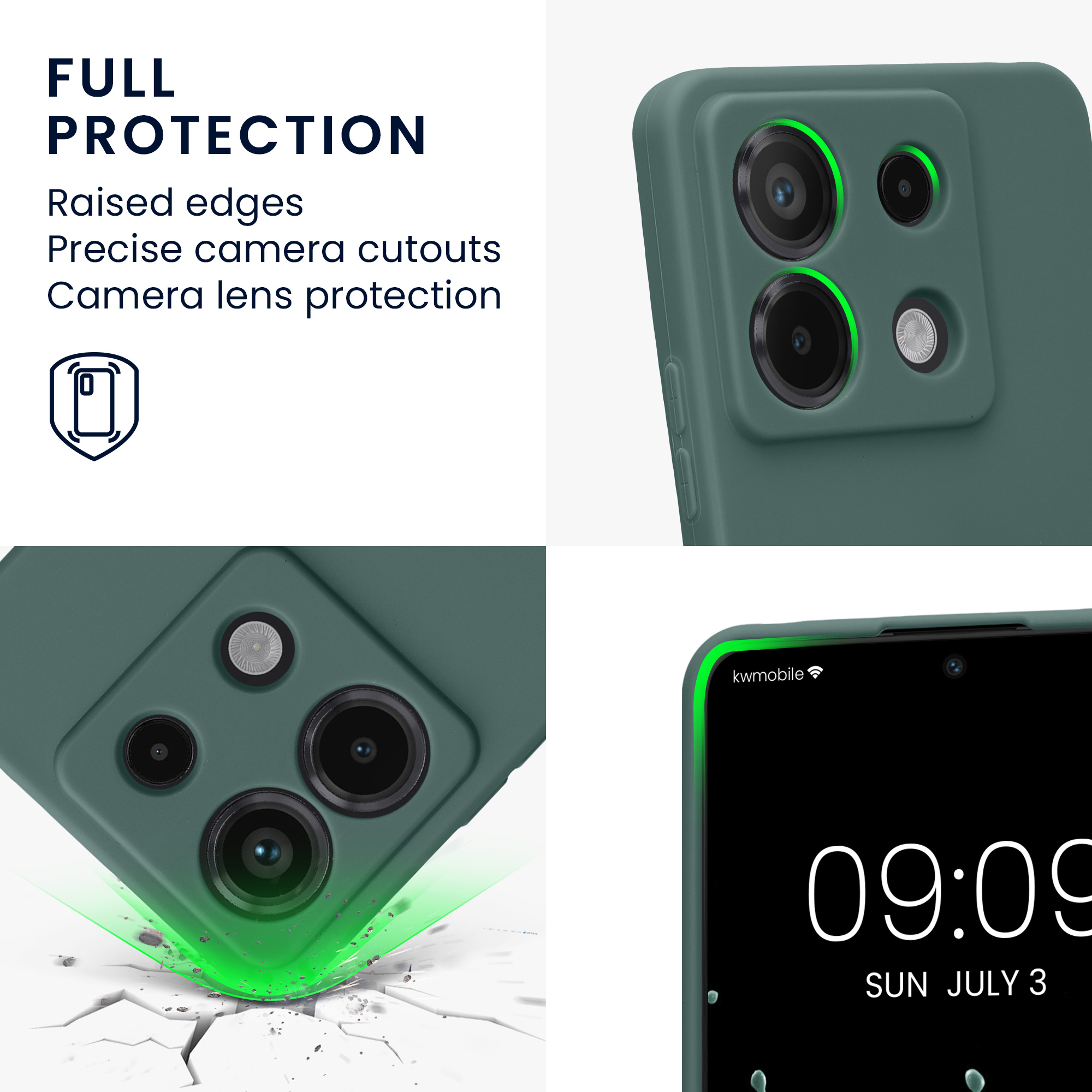 Kryt Xiaomi Redmi Note 13 Pro 5G silikonový TPU modrozelená kwmobile