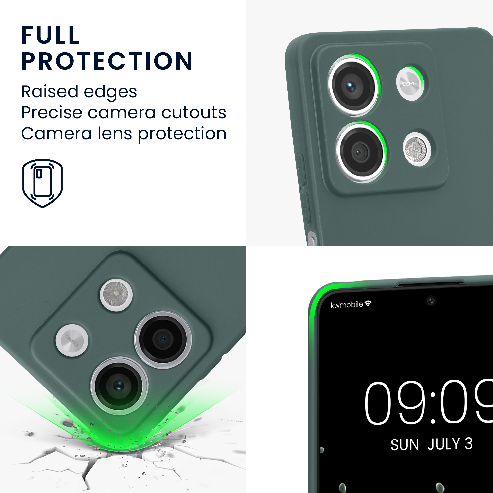 Kryt Xiaomi Redmi Note 13 5G silikonový TPU modrozelená kwmobile
