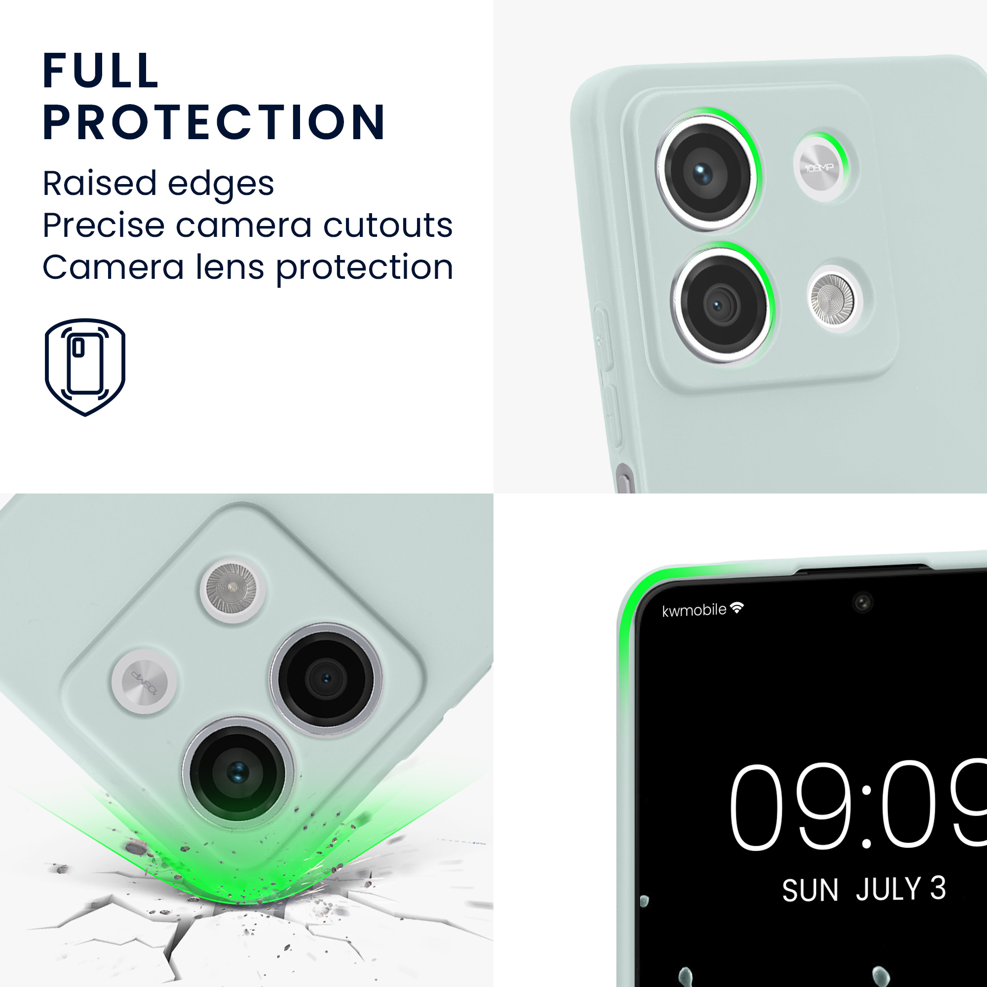 Kryt Xiaomi Redmi Note 13 5G silikonový TPU mátová kwmobile