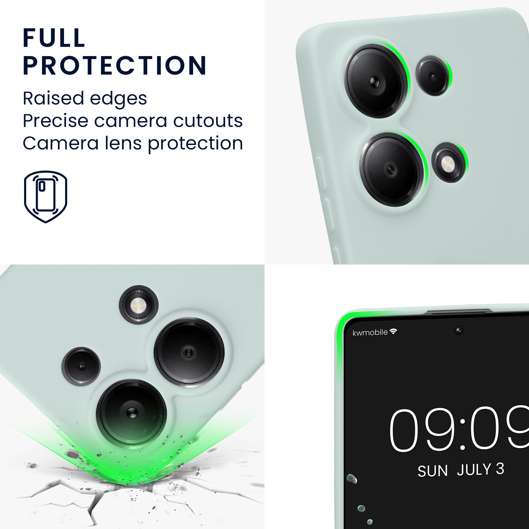Kryt Xiaomi Redmi Note 13 Pro 4G silikonový TPU mátová kwmobile