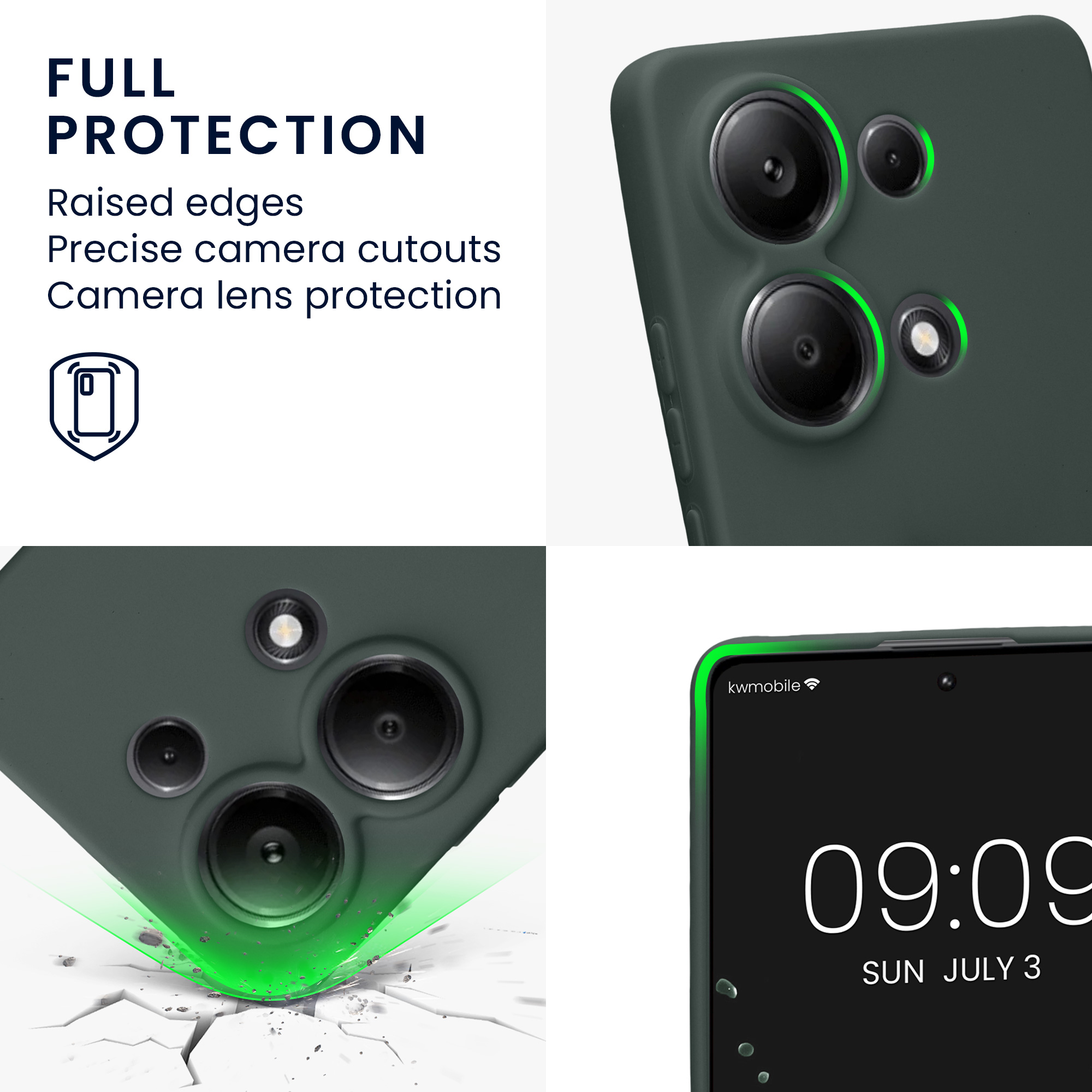 Kryt Xiaomi Redmi Note 13 Pro 4G silikonový TPU lesní zelená kwmobile