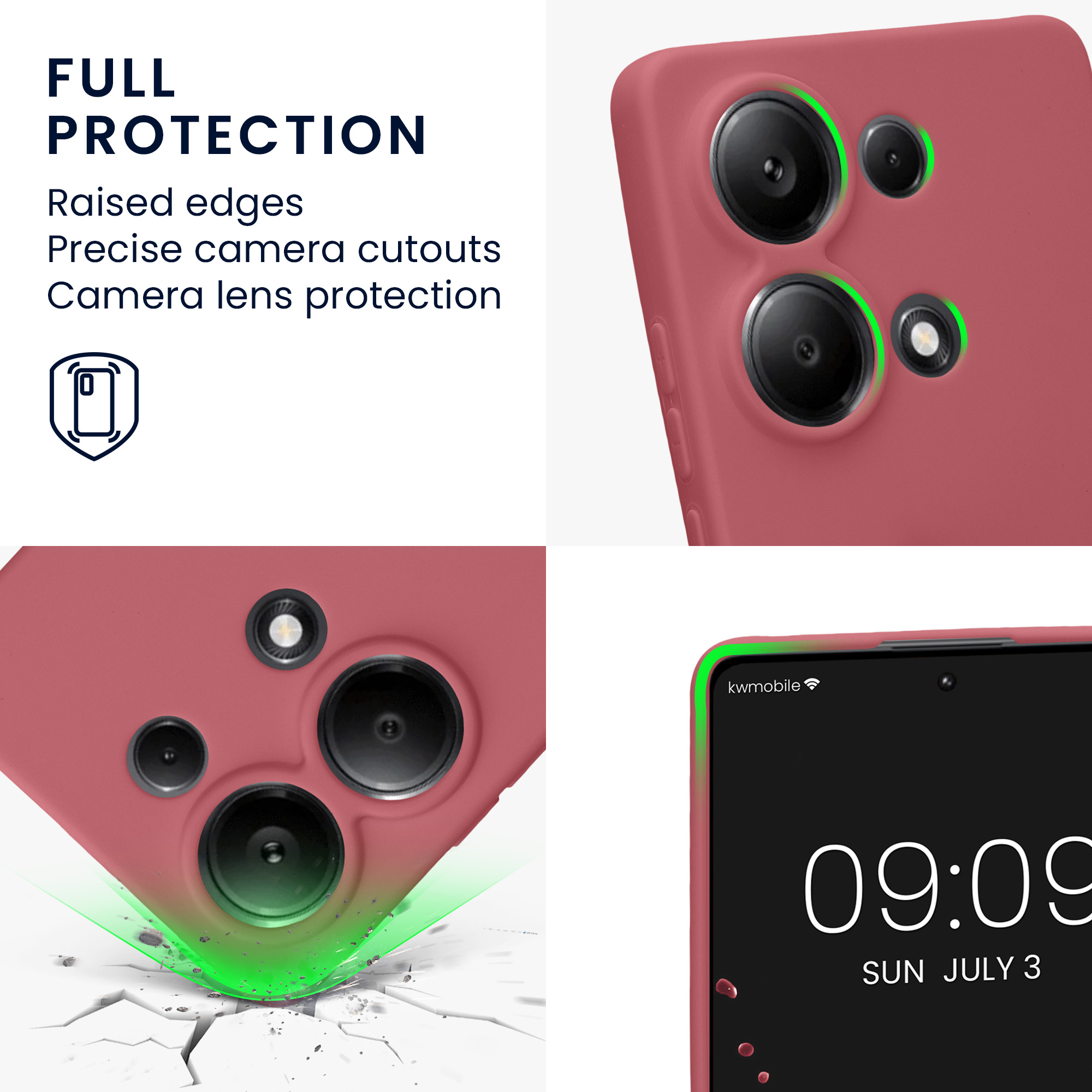 Kryt Xiaomi Redmi Note 13 Pro 4G silikonový TPU červená kwmobile