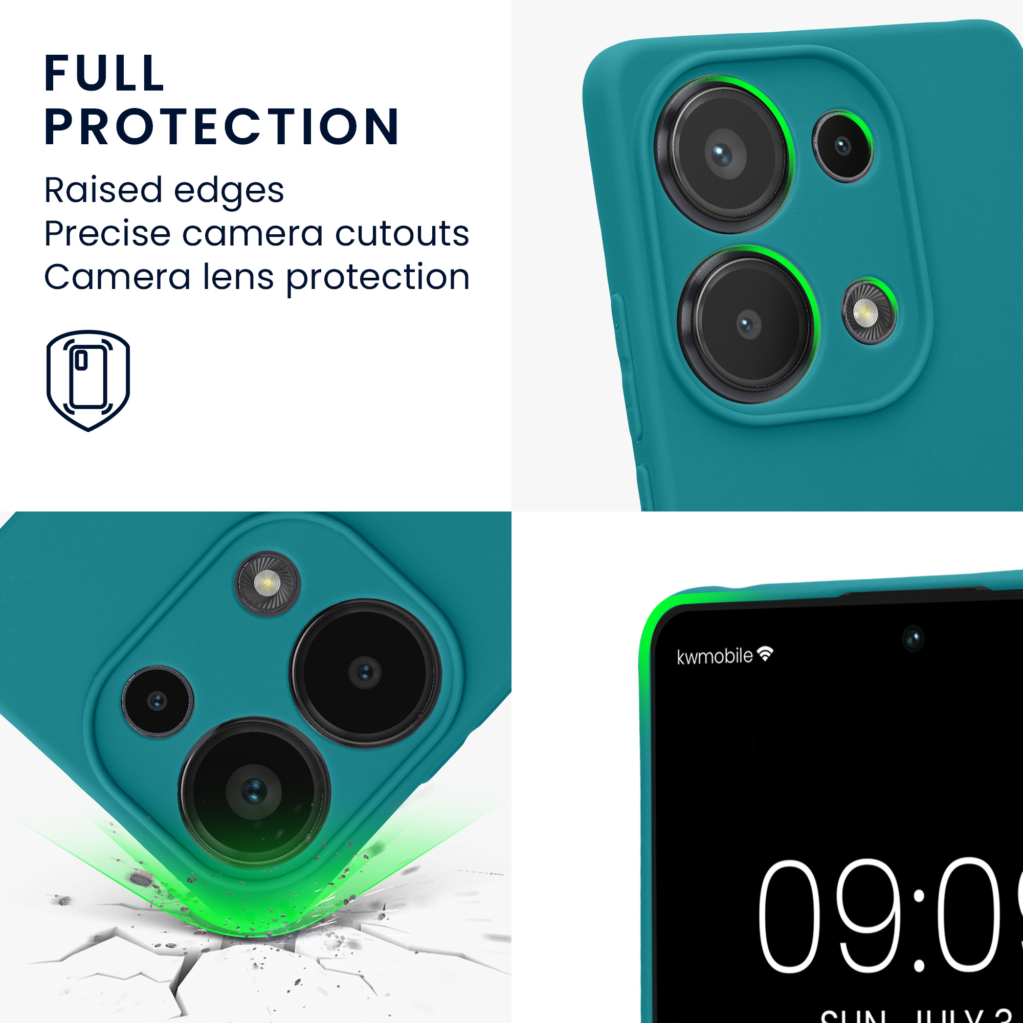 Kryt Xiaomi Redmi Note 13 Pro 4G silikonový TPU modrozelená matná kwmobile