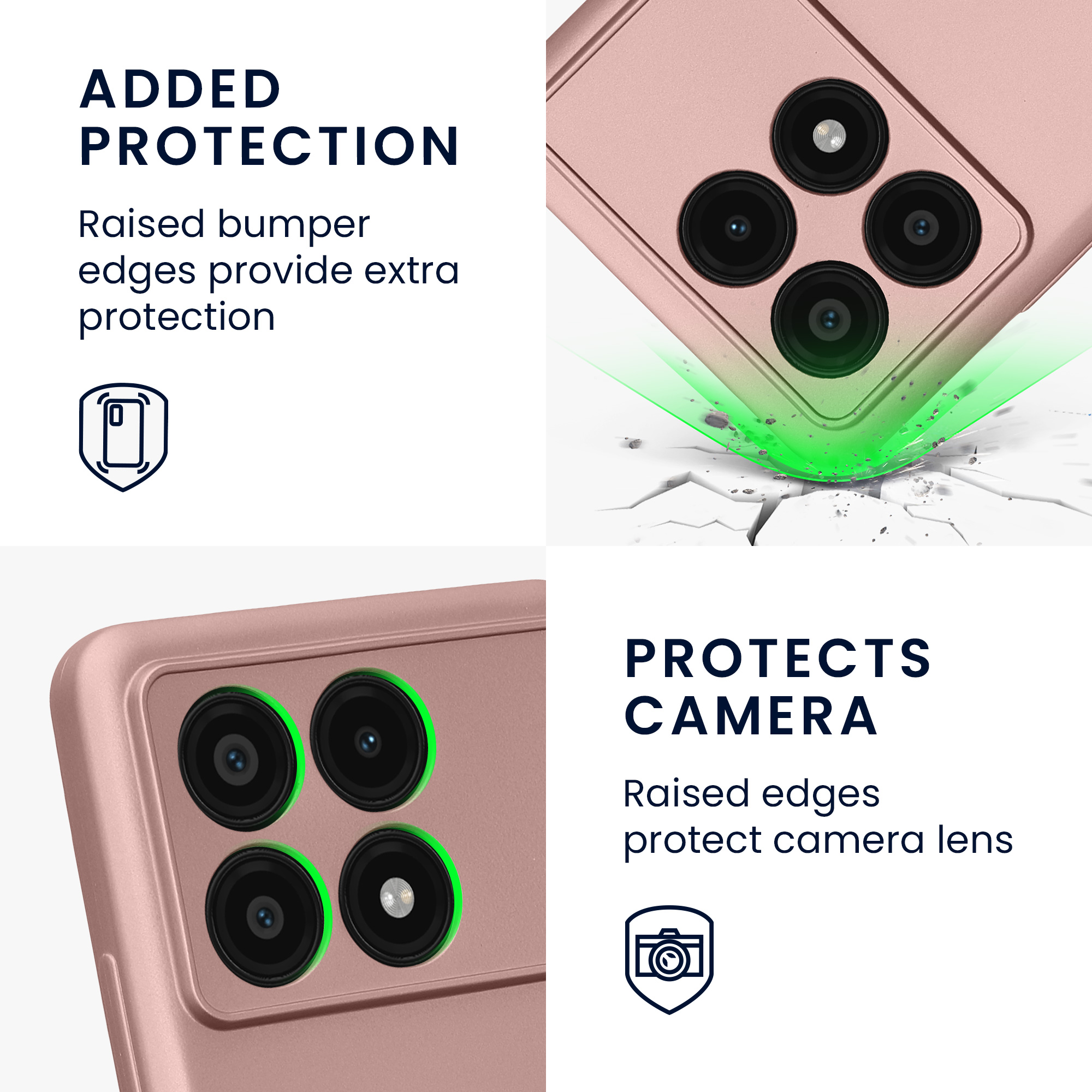 Kryt Xiaomi Poco X6 Pro 5G metalický TPU metalická růžovo-zlatá kwmobile