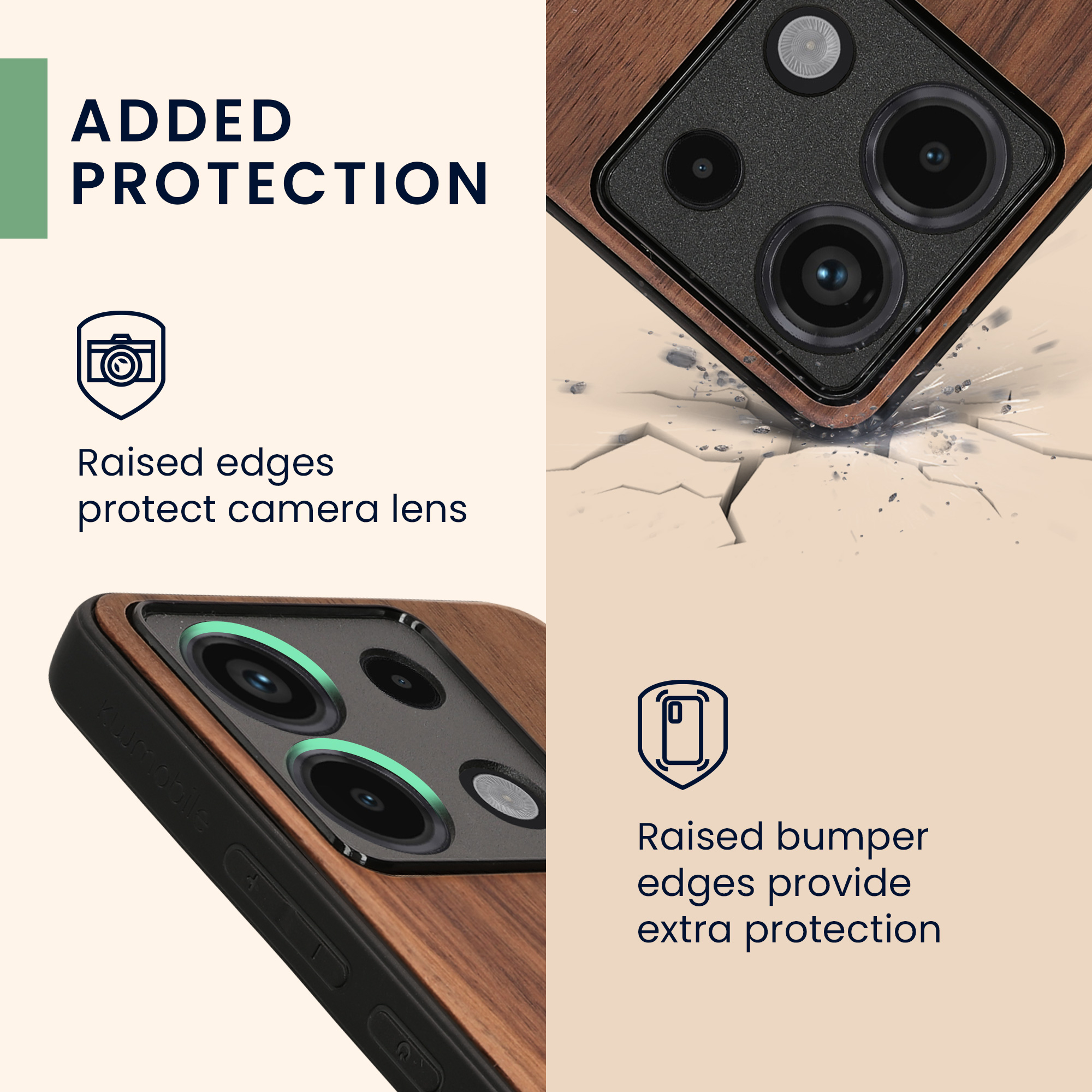 Dřevěný kryt Xiaomi Redmi Note 13 Pro 5G TPU nárazník tmavě hnědá kwmobile