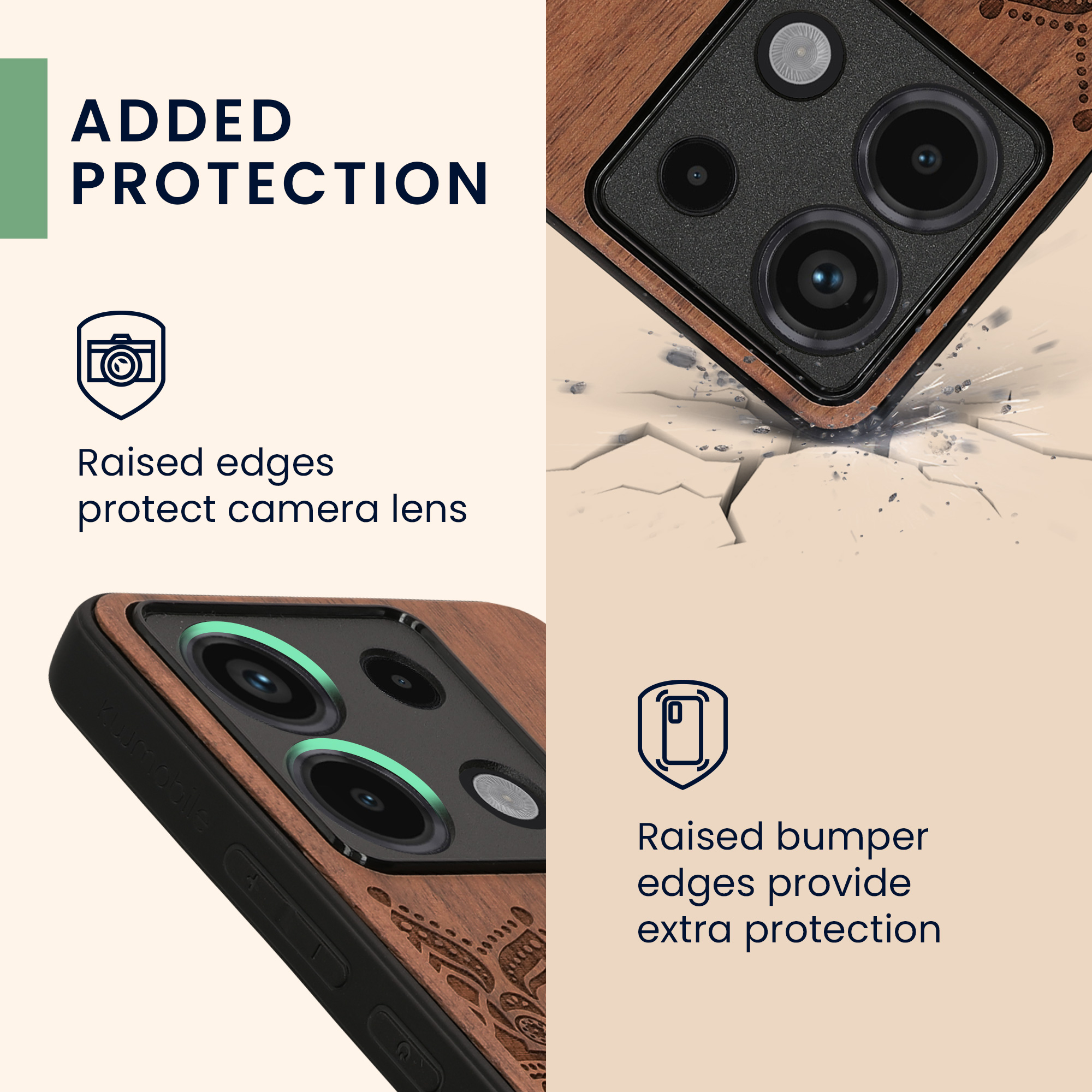Dřevěný kryt Xiaomi Redmi Note 13 Pro 5G TPU nárazník tmavě hnědá kwmobile