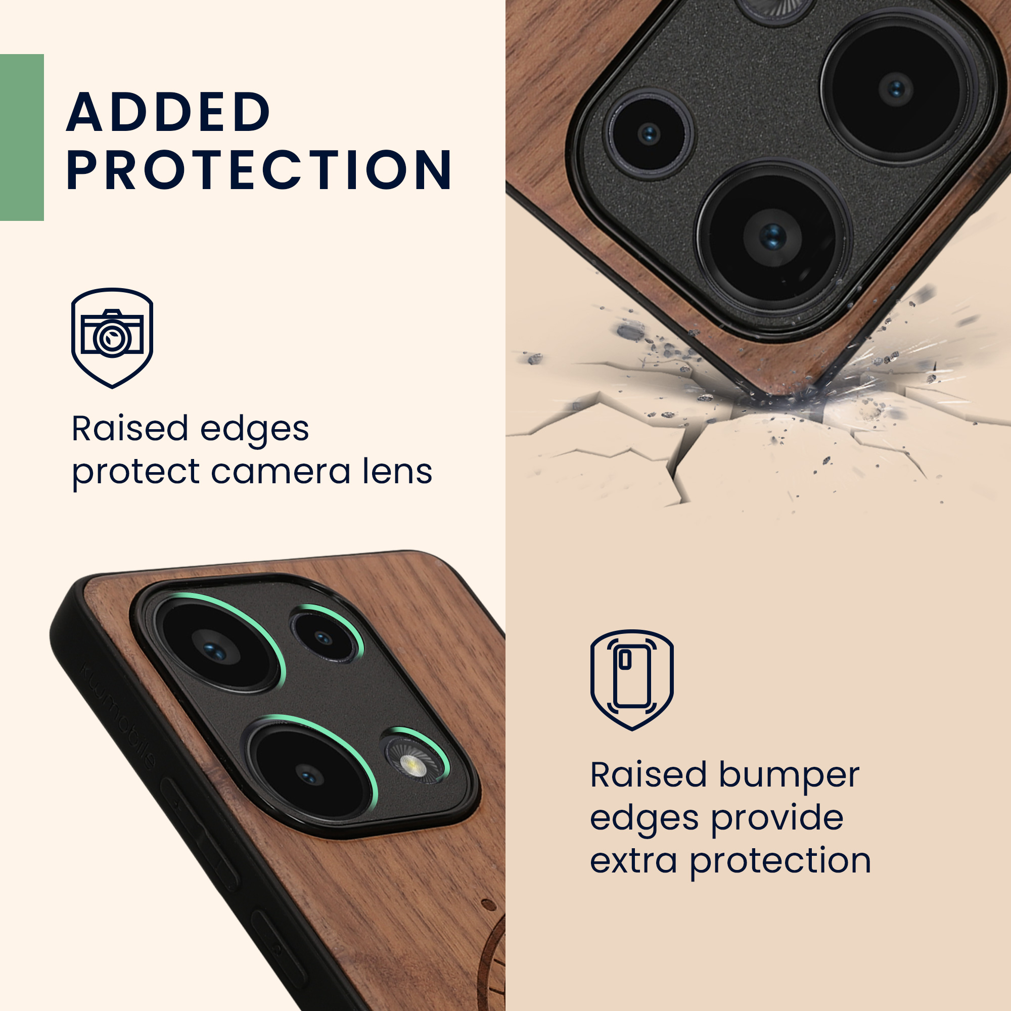 Dřevěný kryt Xiaomi Redmi Note 13 Pro 4G TPU nárazník tmavě hnědá kwmobile