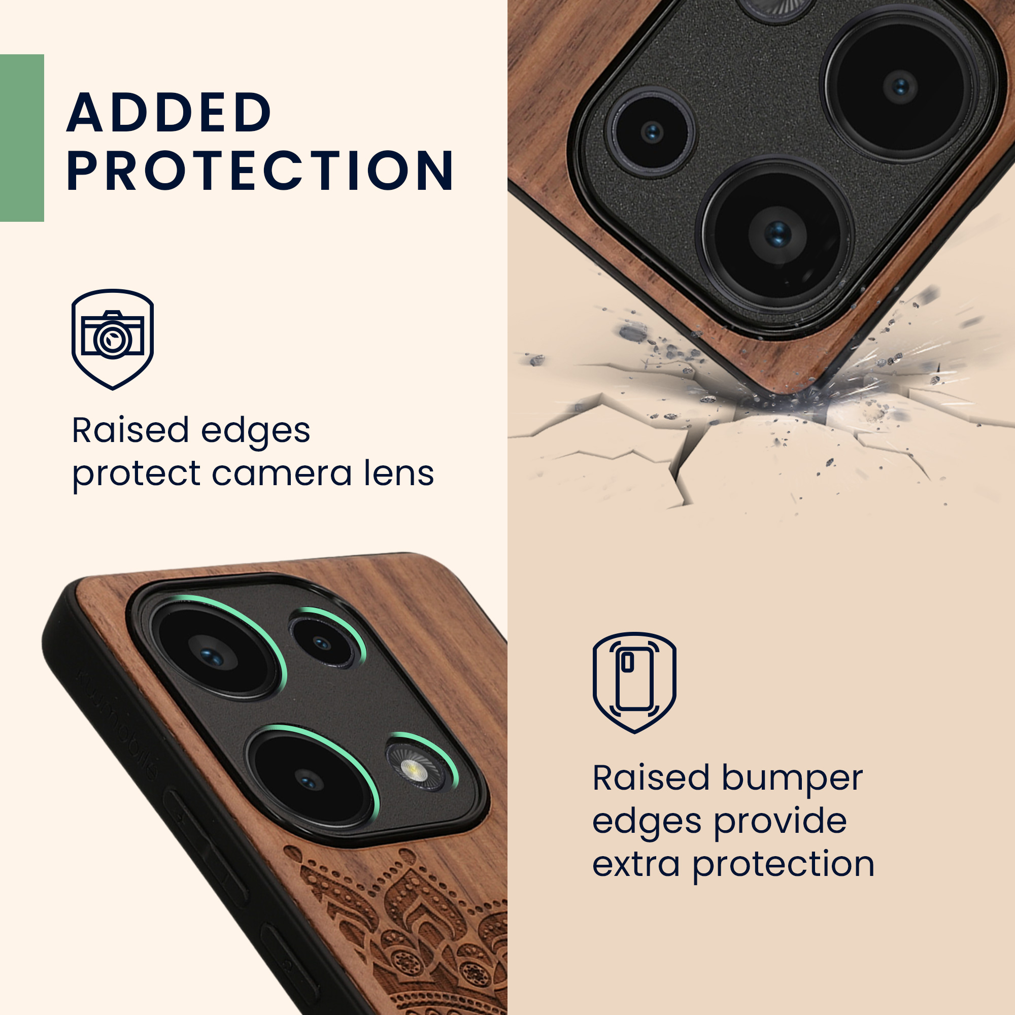 Dřevěný kryt Xiaomi Redmi Note 13 Pro 4G TPU nárazník tmavě hnědá kwmobile