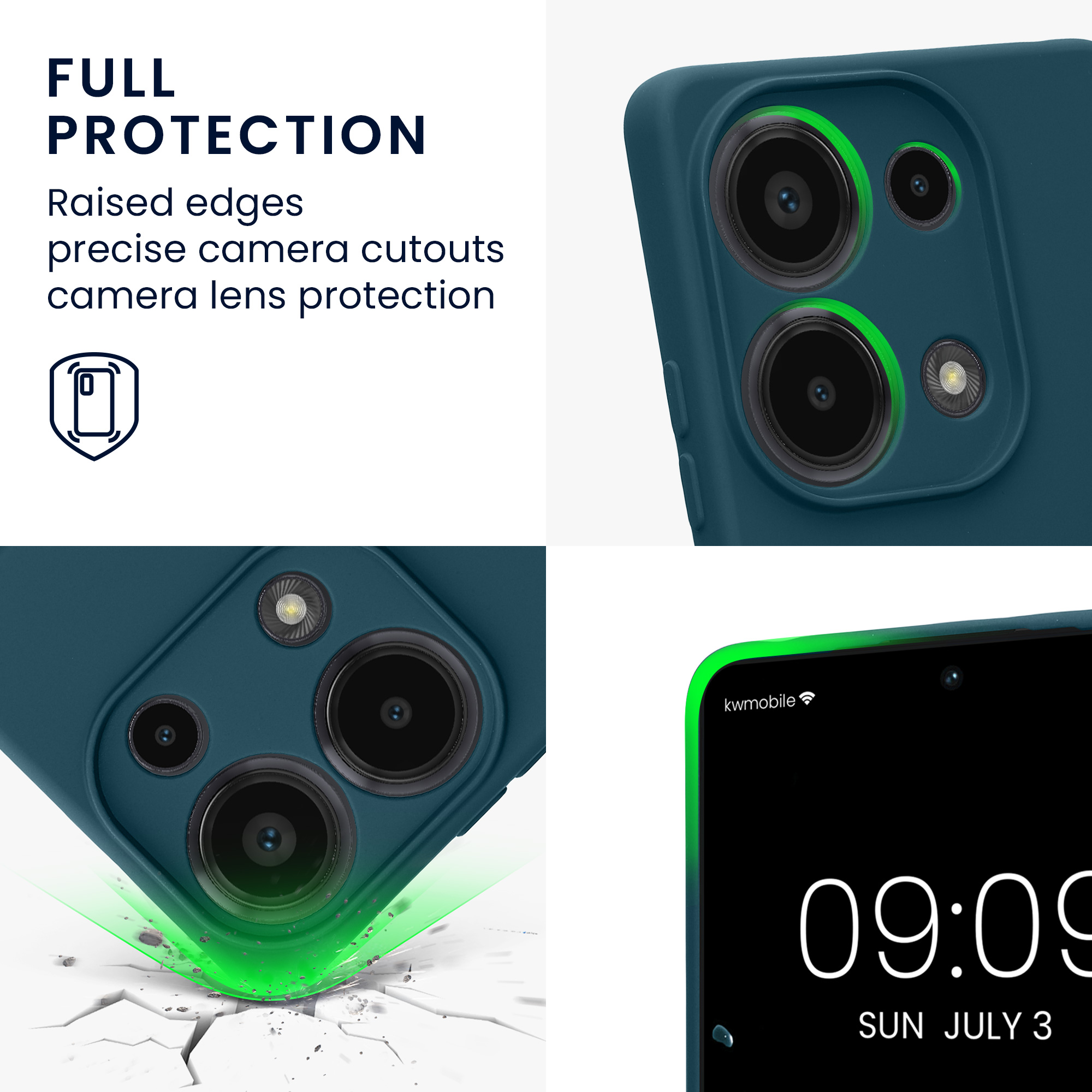 Kryt Xiaomi Redmi Note 13 Pro 4G silikonový TPU modrozelená matná kwmobile