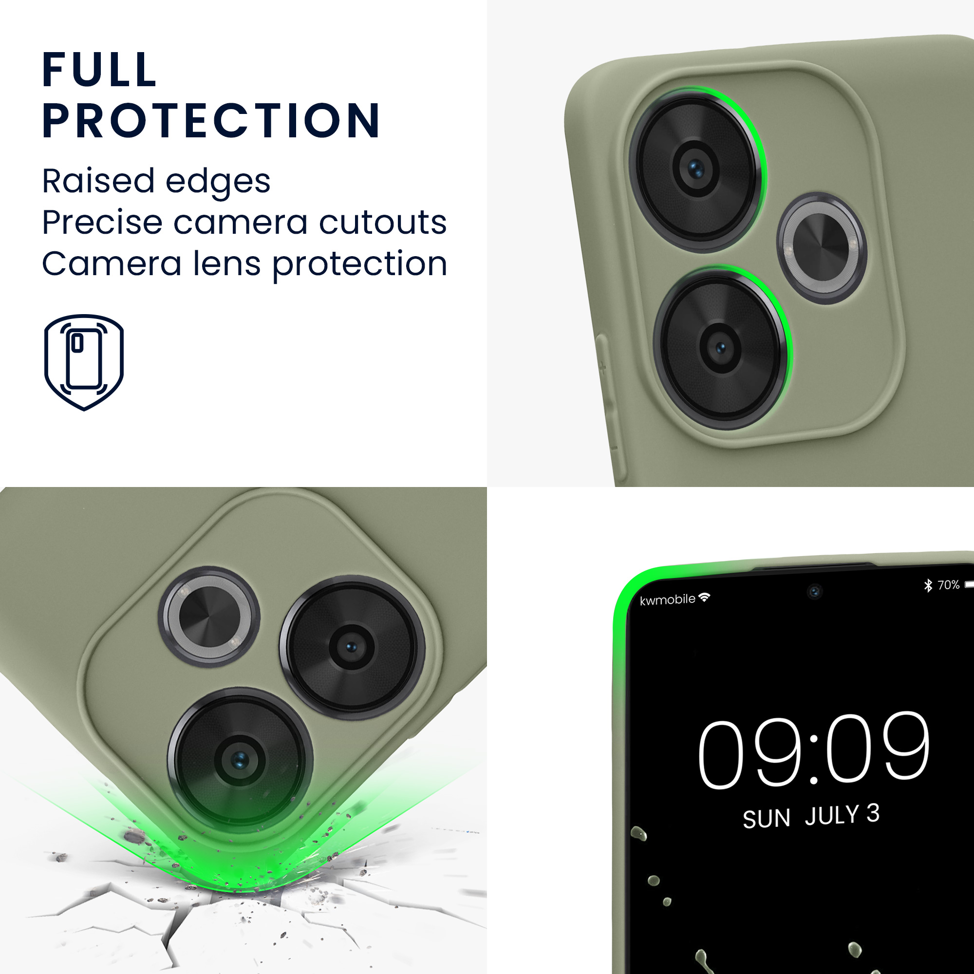 Tenký matný TPU kryt pro Xiaomi Poco F6 5G kwmobile ‑ šedozelená