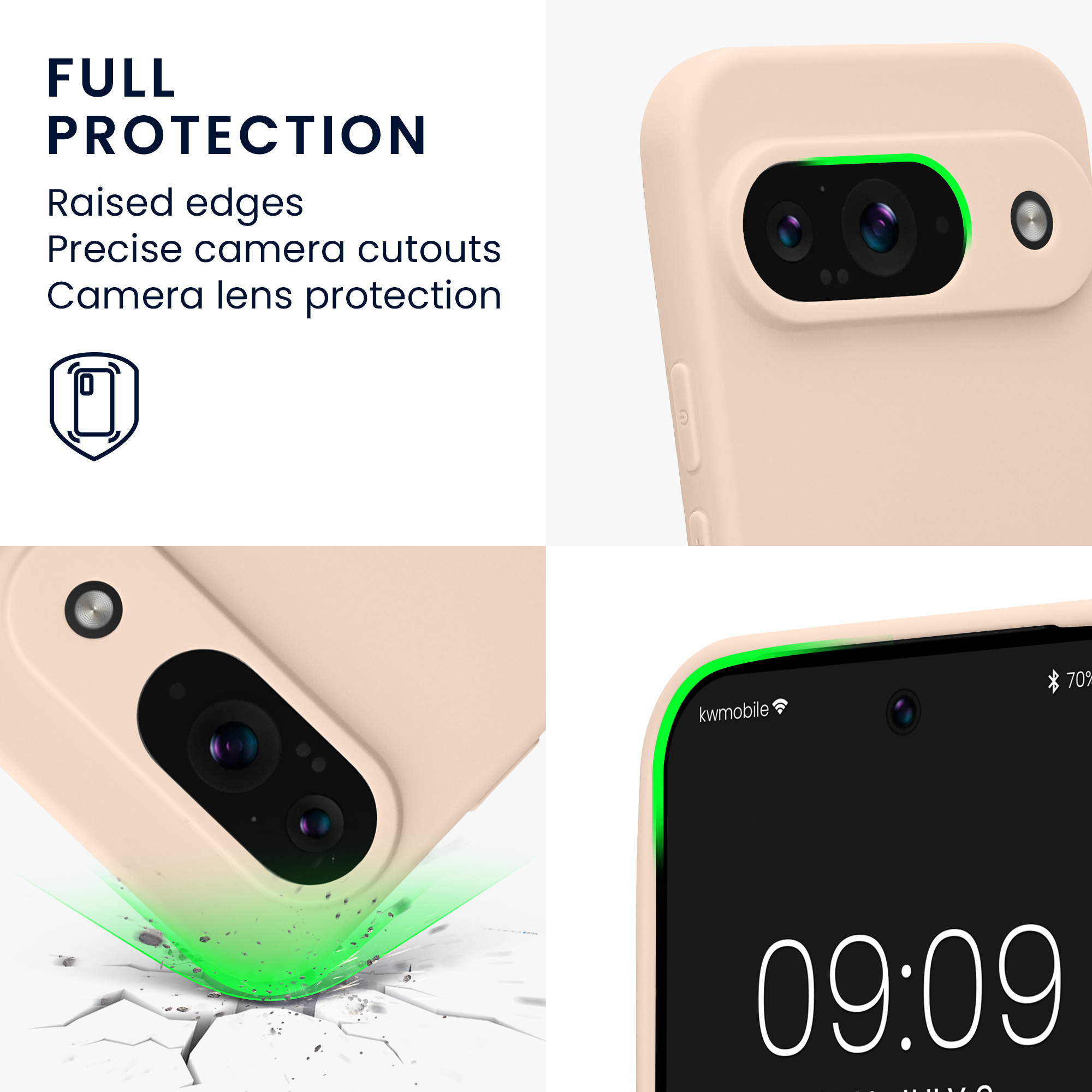 Kryt na mobil kwmobile pro Google Pixel 9 - krémová Coconut Swirl