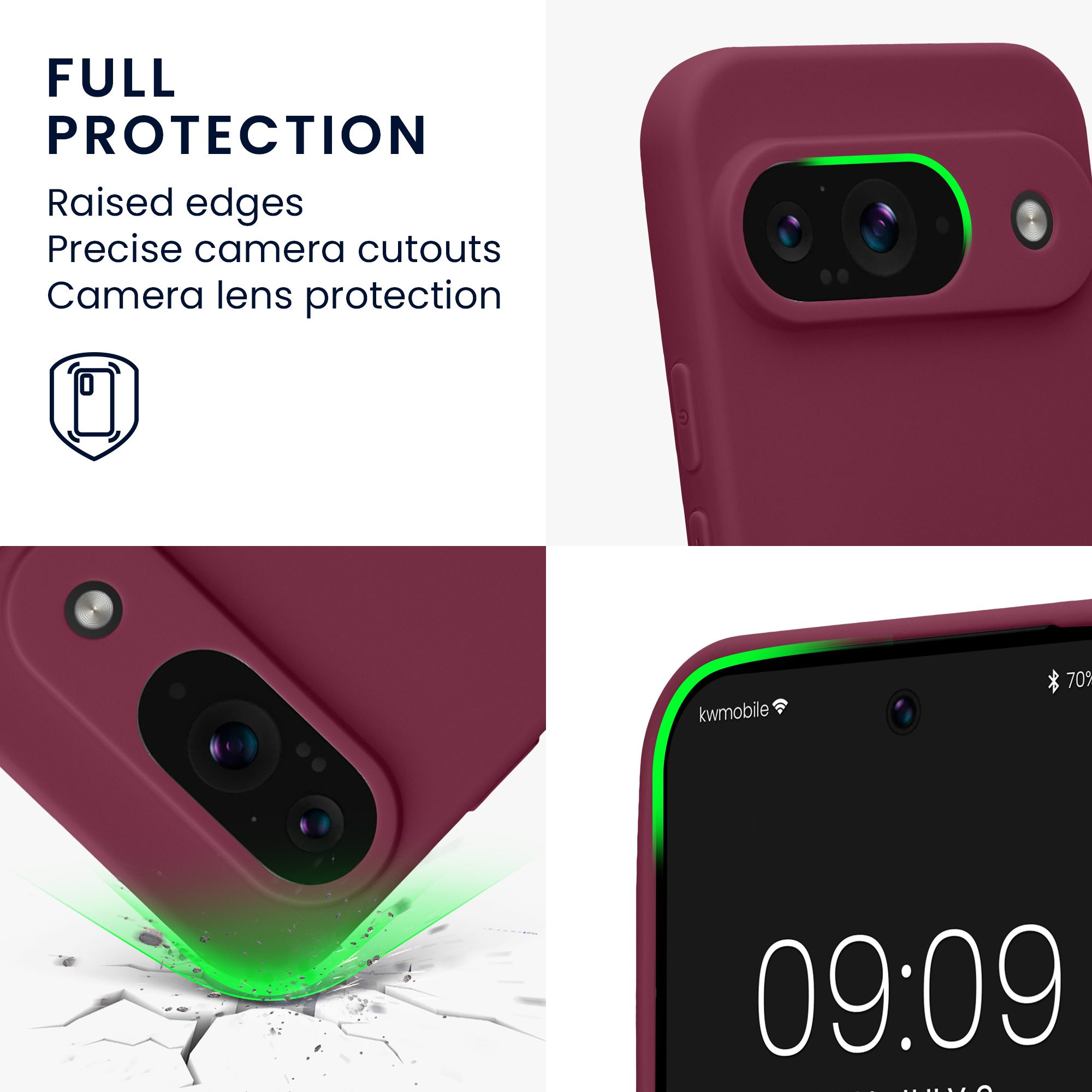 Kryt na mobil kwmobile pro Google Pixel 9 - purpurová Magenta