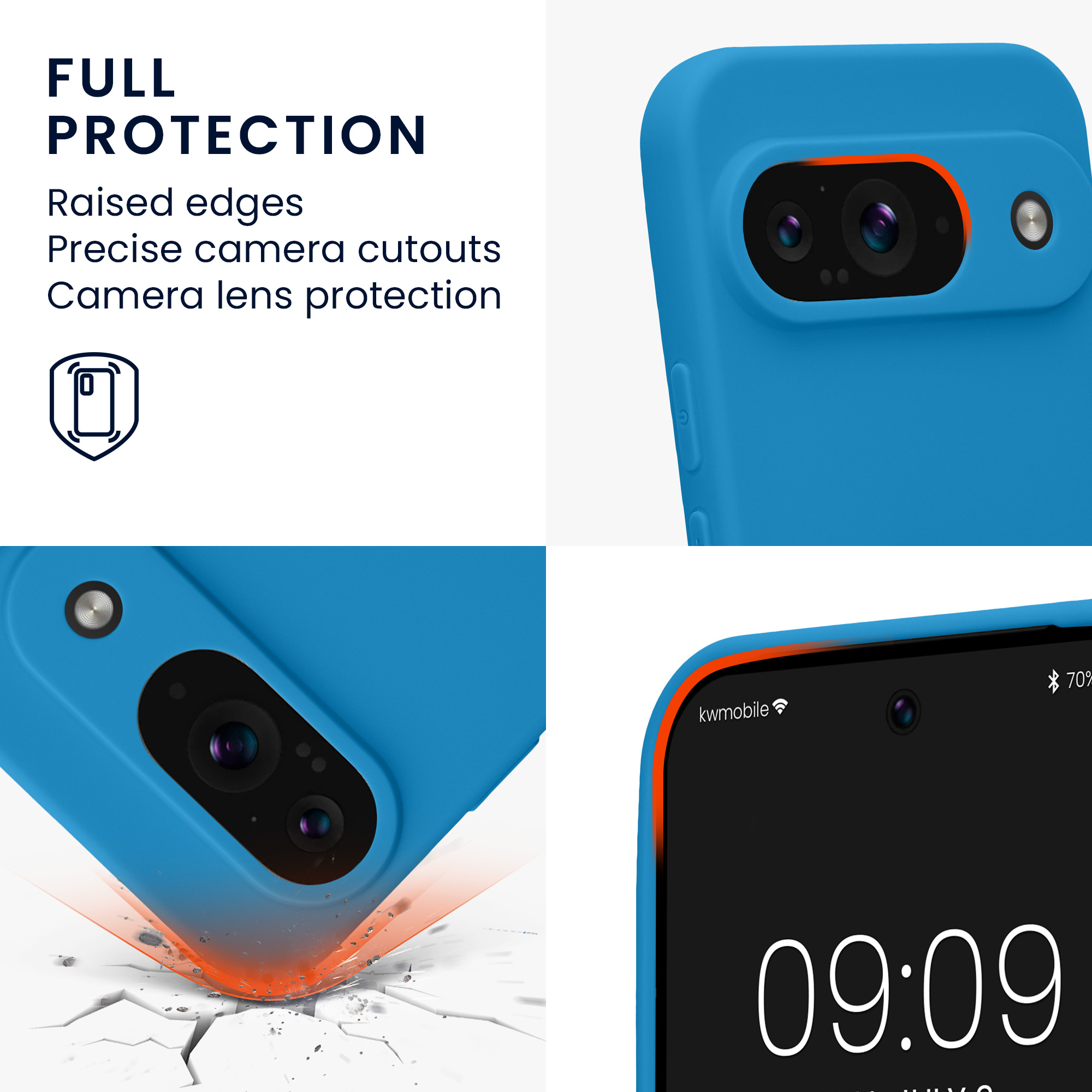 Kryt na mobil kwmobile pro Google Pixel 9 - modrá Blue Reef