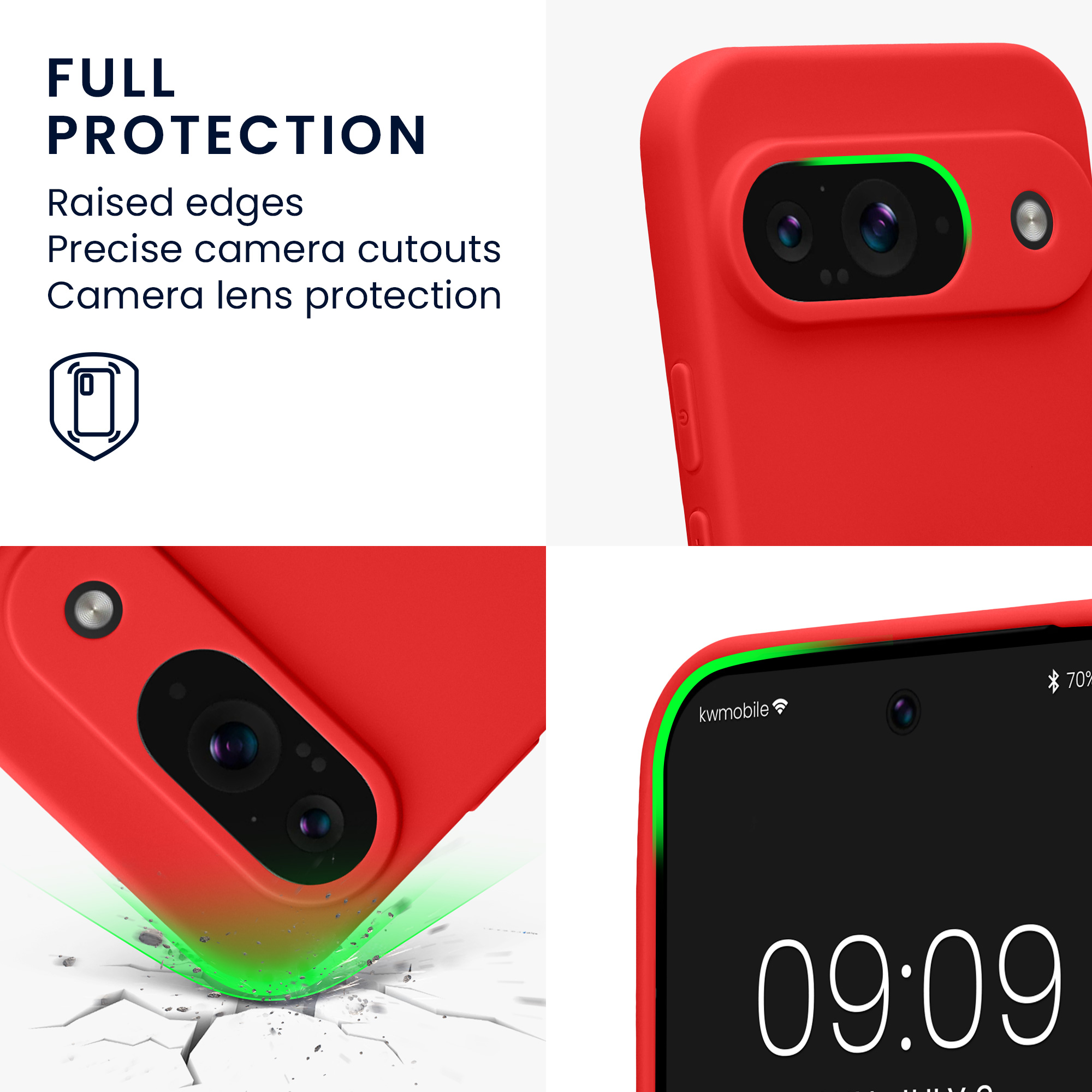 Tenký matný TPU kryt pro Google Pixel 9 kwmobile ‑ klasická červená