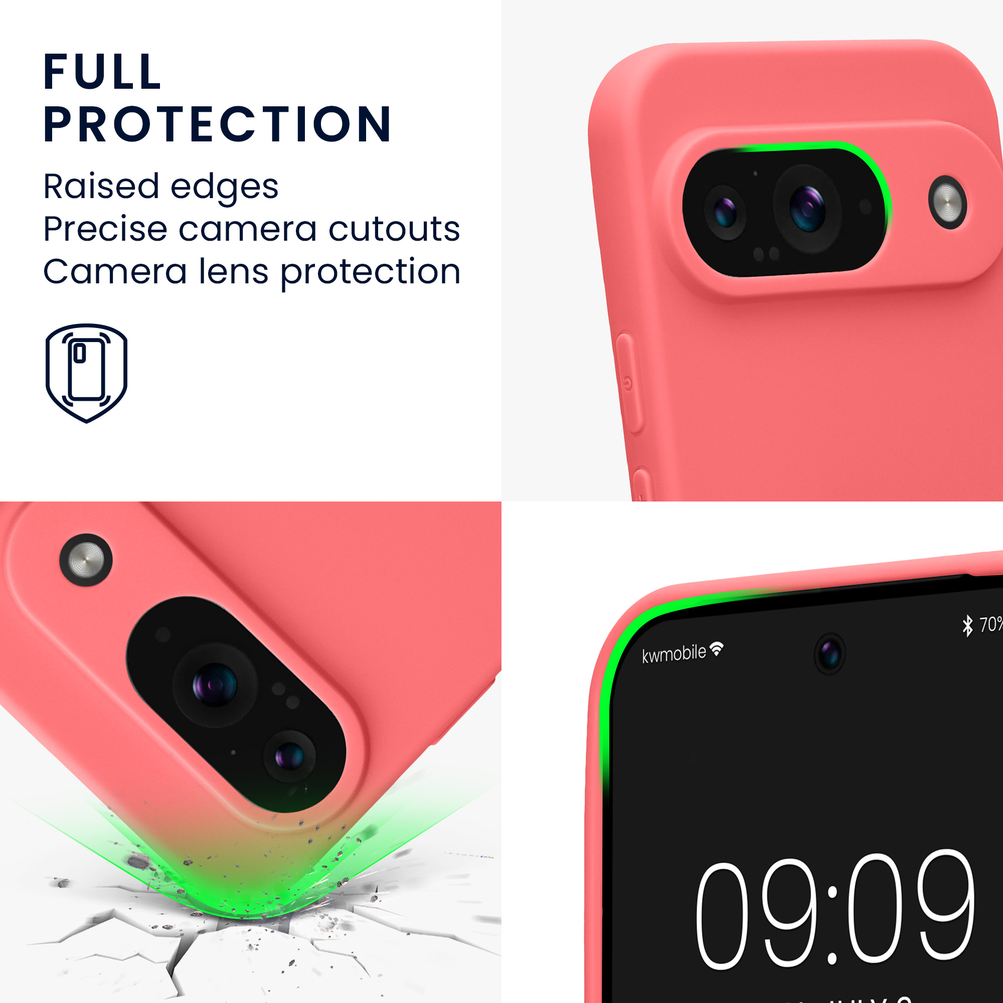 Kryt na mobil kwmobile pro Google Pixel 9 - neonově korálová