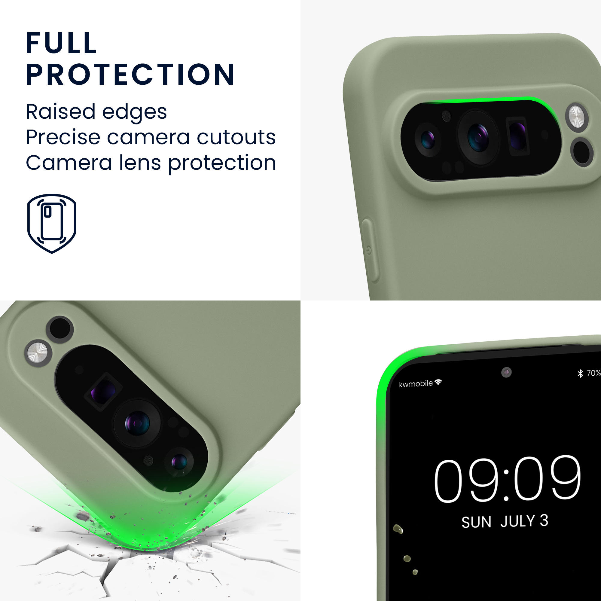 Pouzdro pro Google Pixel 9 Pro kwmobile tenké TPU - šedozelená