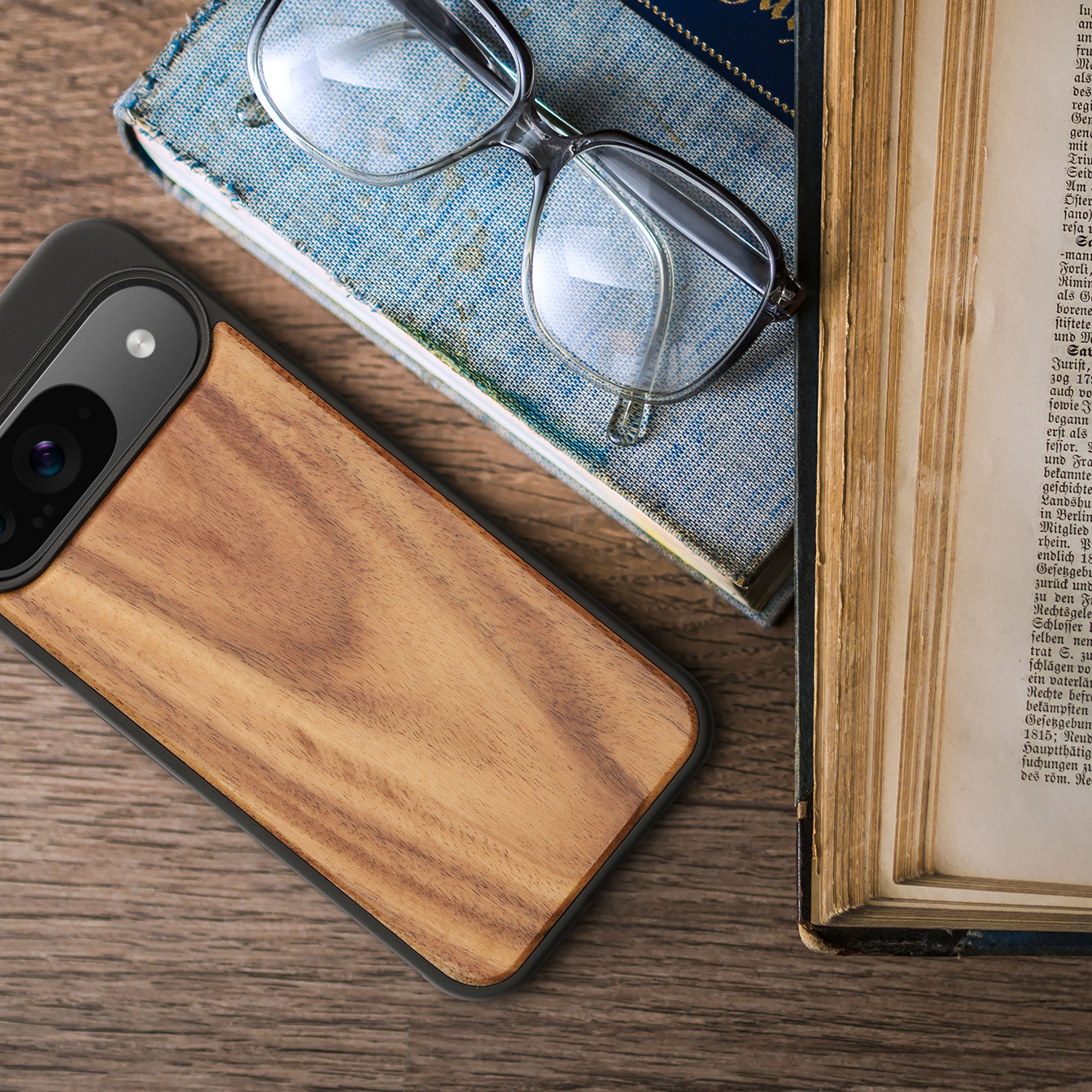 Dřevěný kryt na mobil kwmobile dřevěný pro Google Pixel 9 / Pixel 9 Pro - hnědá
