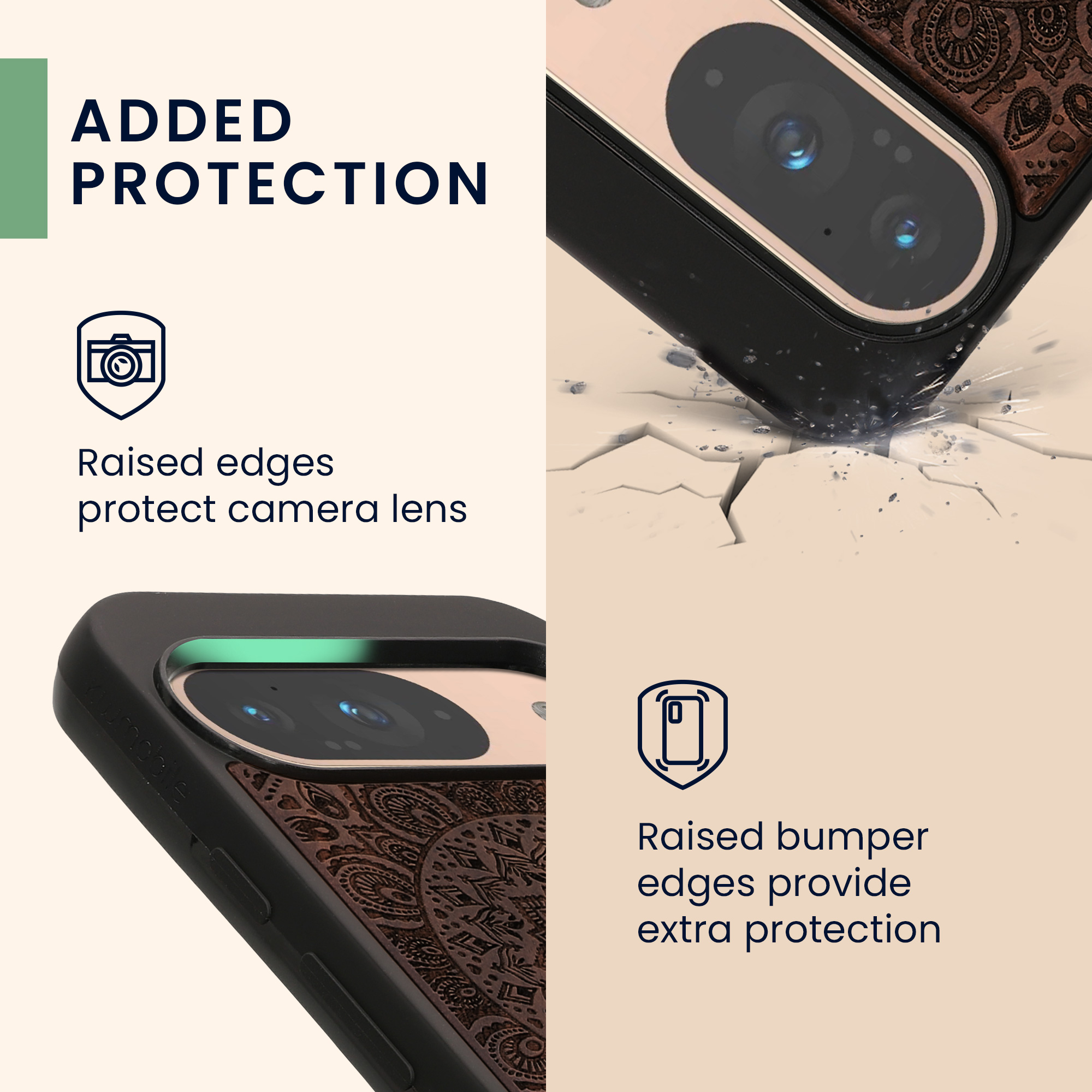 Dřevěný kryt na mobil Google Pixel 9 / 9 Pro - kwmobile, tmavě hnědý