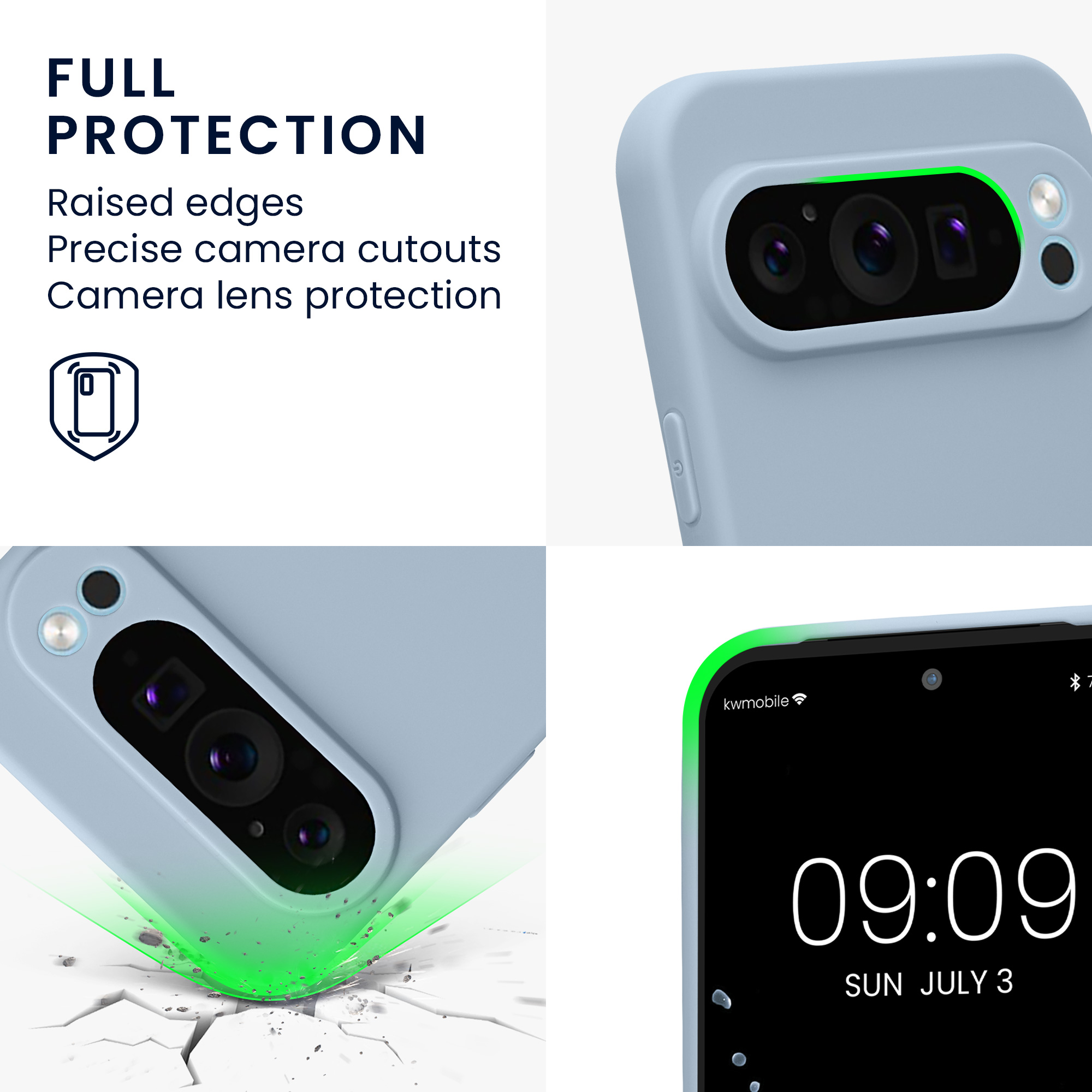 Silikonový kryt kwmobile pro Google Pixel 9 Pro XL - světle modrá matná
