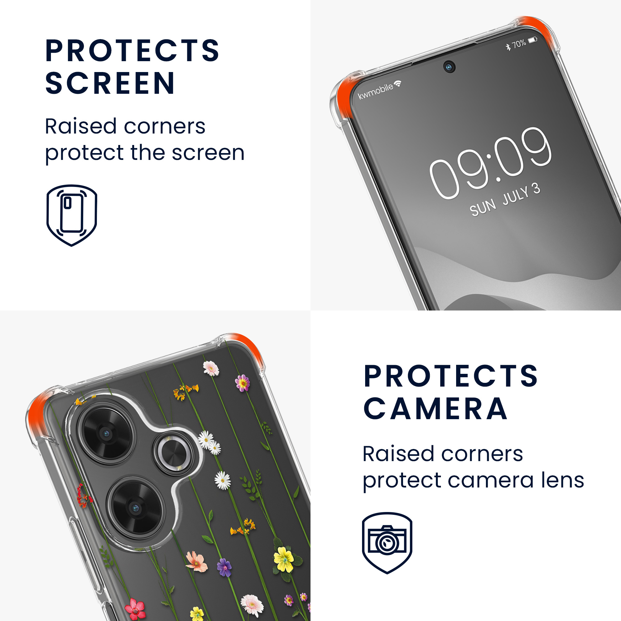 Kryt Xiaomi Redmi 13 crossbody popruh divoké kvítí - vícebarevná kwmobile