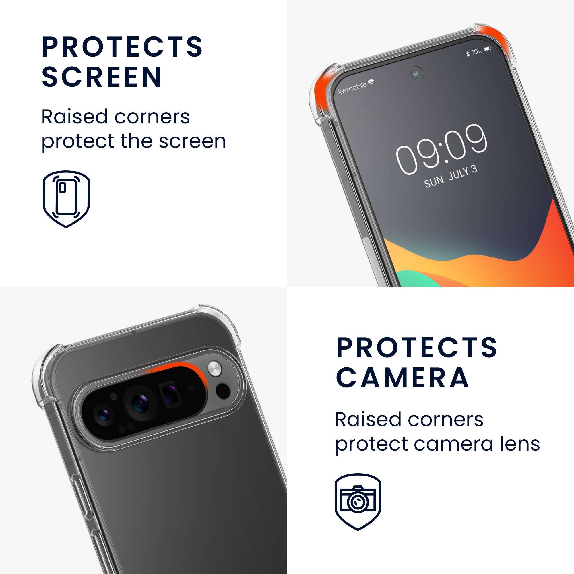 Crossbody kryt kwmobile pro Google Pixel 9 Pro XL - transparentní / černá