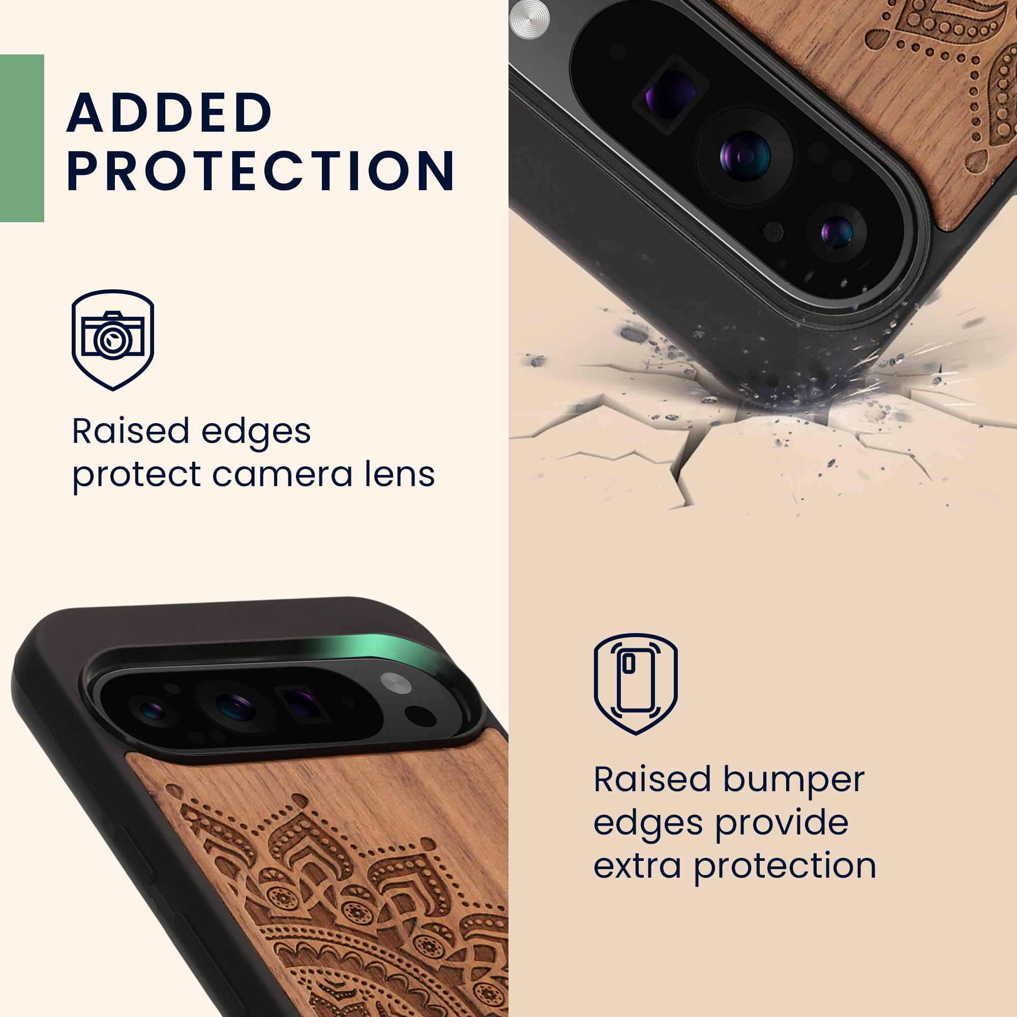 Dřevěný kryt kwmobile pro Google Pixel 9 Pro XL - tmavě hnědá