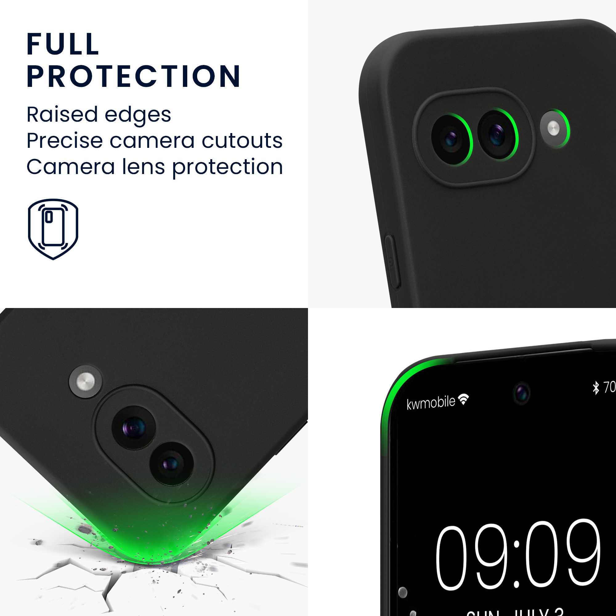 Silikonový kryt kwmobile pro Google Pixel 9a - černá matná
