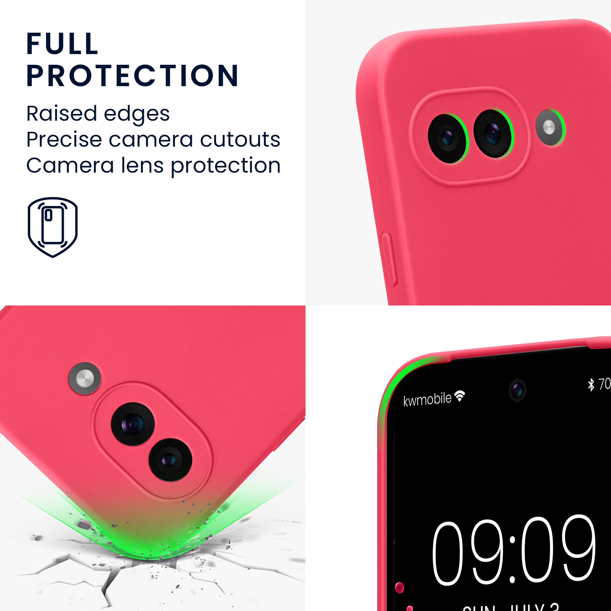 Silikonový kryt kwmobile pro Google Pixel 9a - neonově růžová