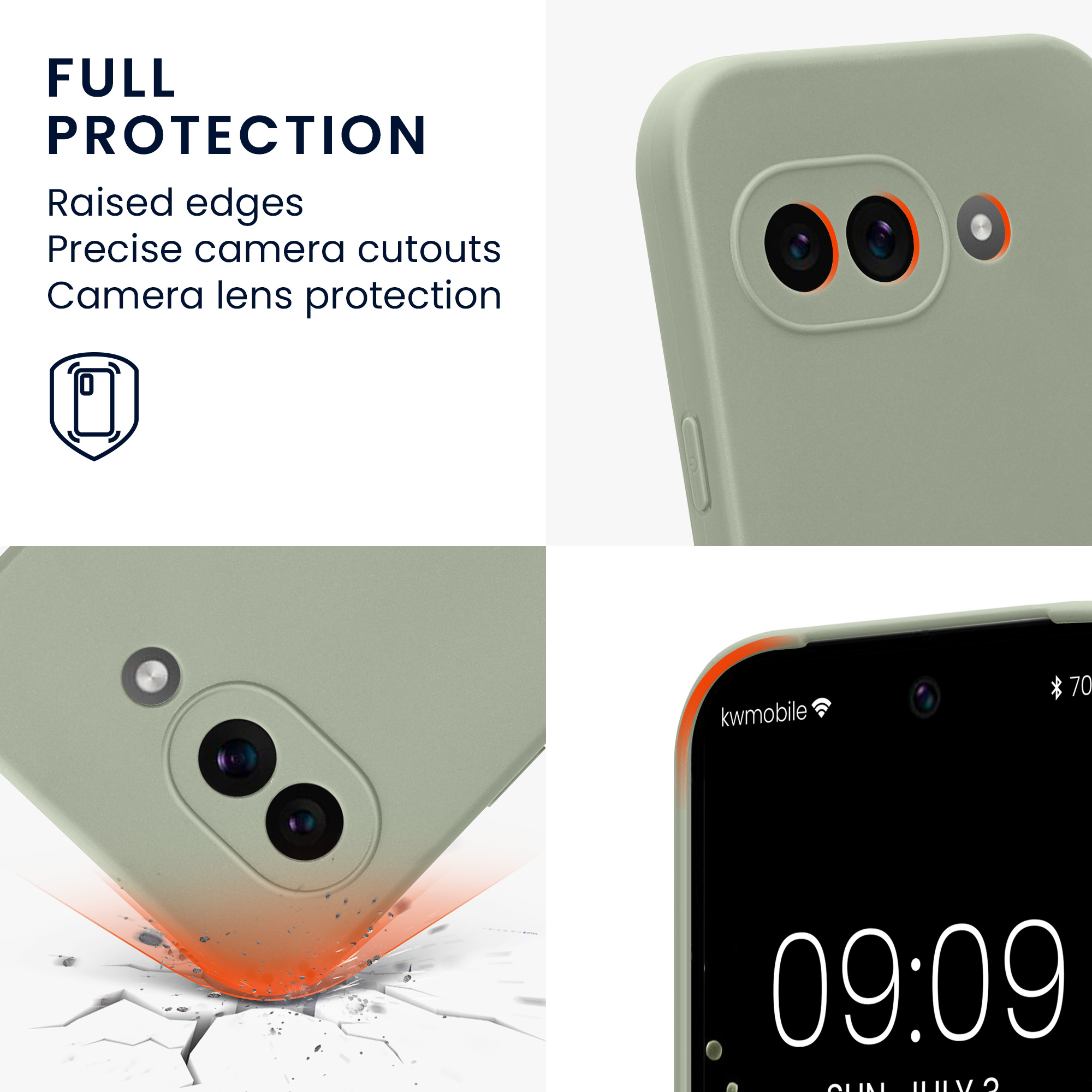 Silikonový kryt kwmobile pro Google Pixel 9a - šedozelená