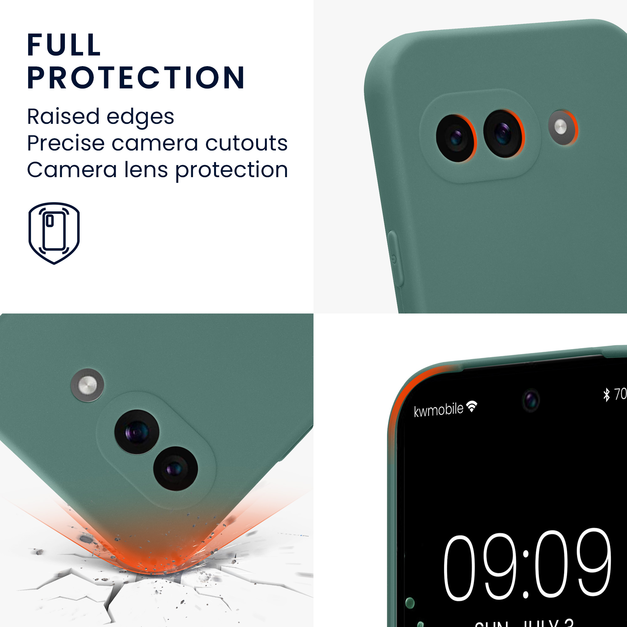 Silikonový kryt kwmobile pro Google Pixel 9a - lesní zelená