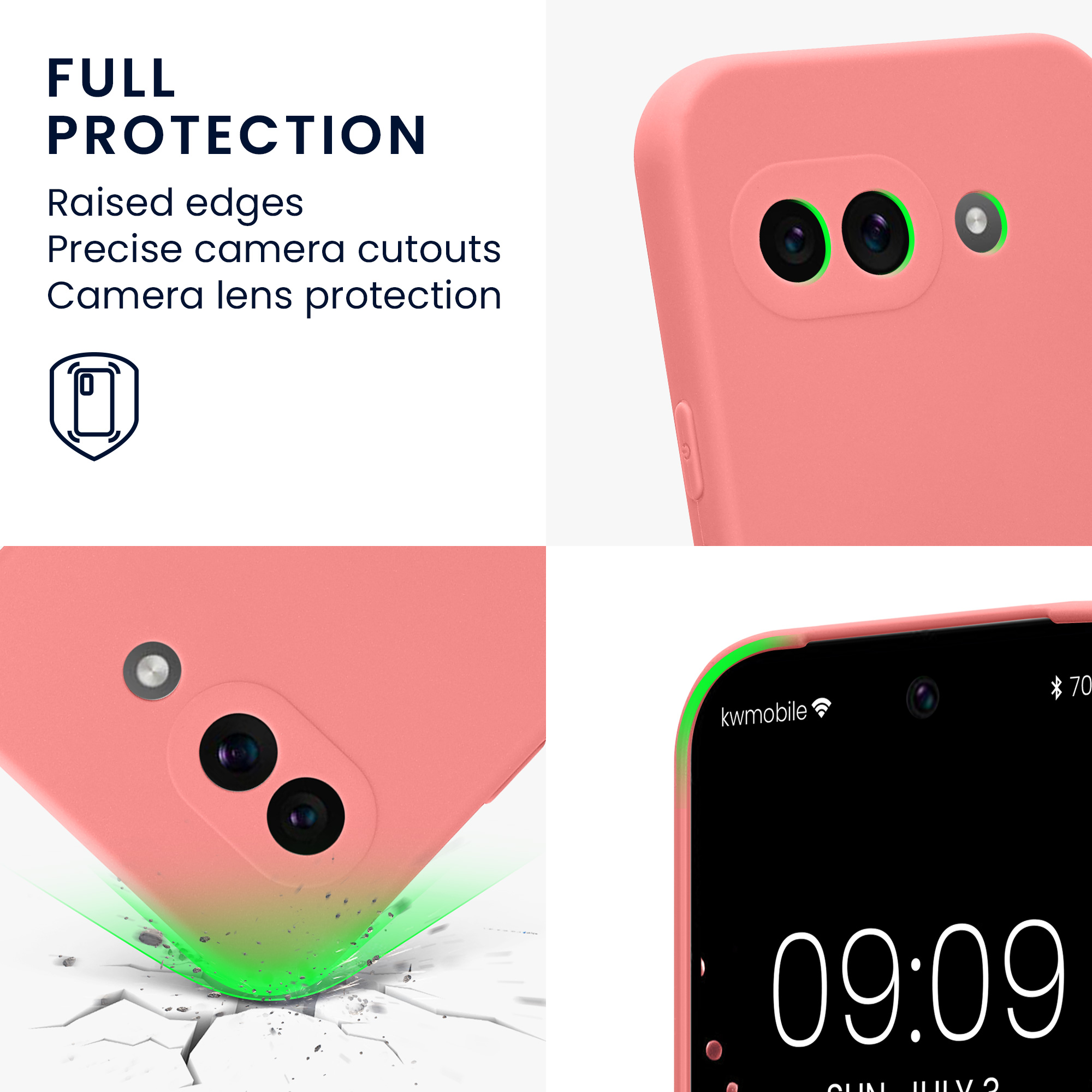 Silikonový kryt kwmobile pro Google Pixel 9a - pastelově korálová
