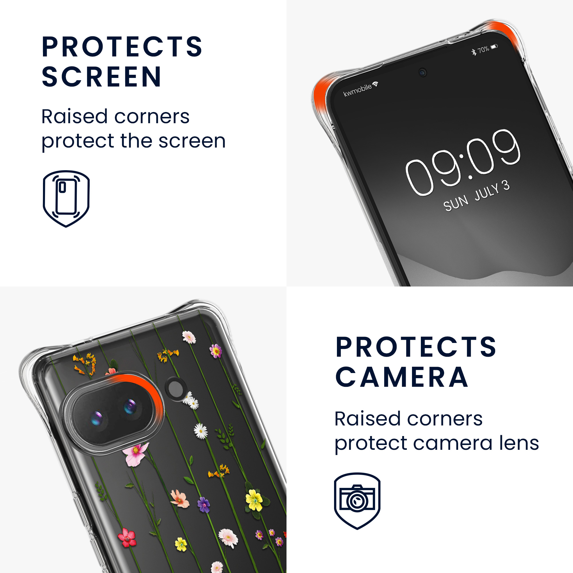 Crossbody kryt kwmobile pro Google Pixel 9a - luční květy / transparentní