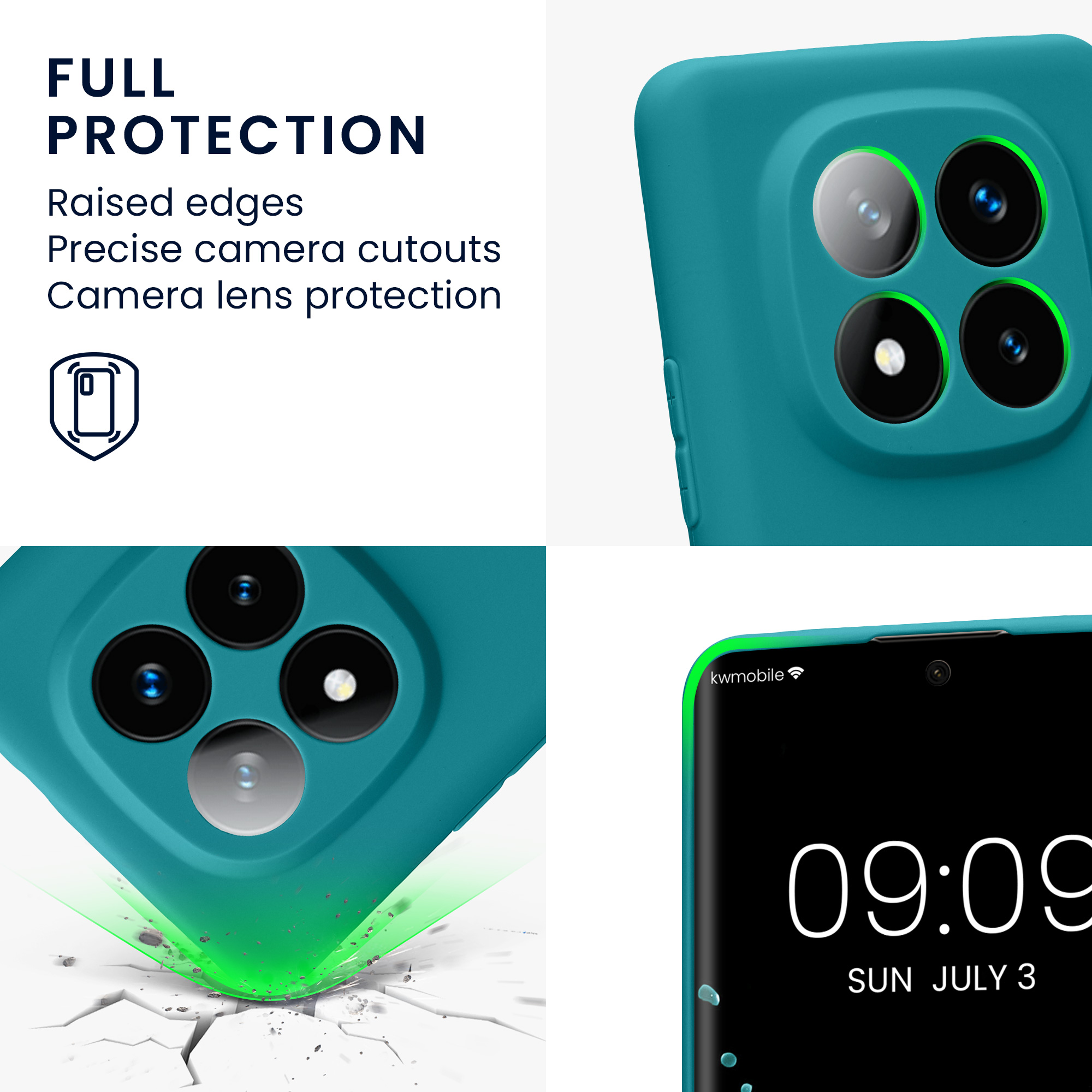 Kryt Xiaomi Redmi Note 14 Pro+ 5G silikonový TPU modrozelená matná kwmobile